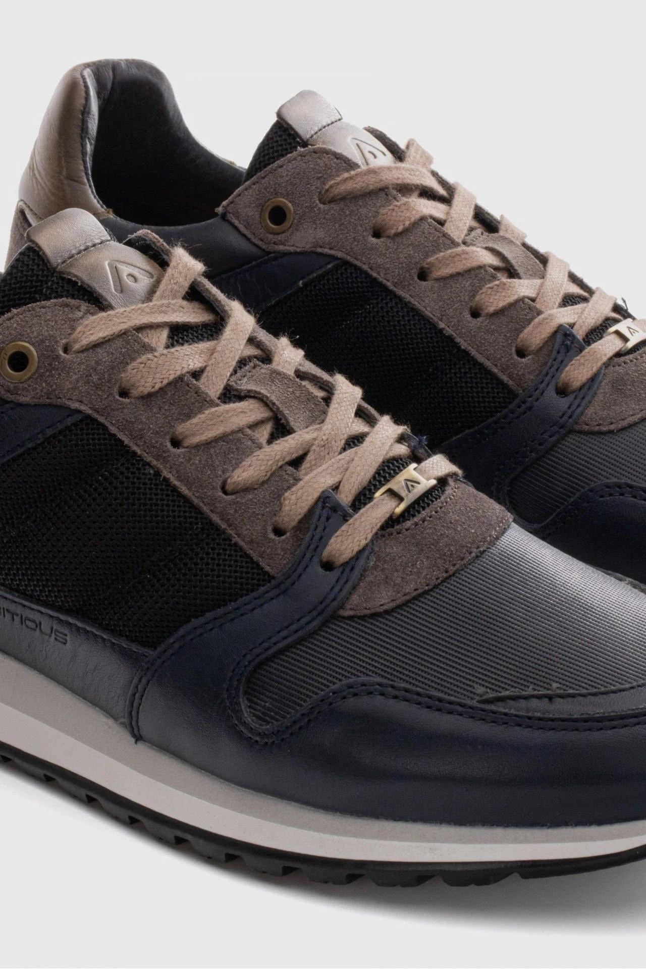 Grizz Leather Trainers - Navy/Black - Image 3