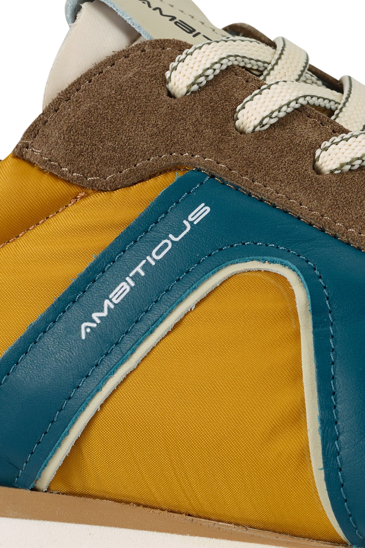 Rhome Retro Trainers - Taupe/Yellow - Image 4
