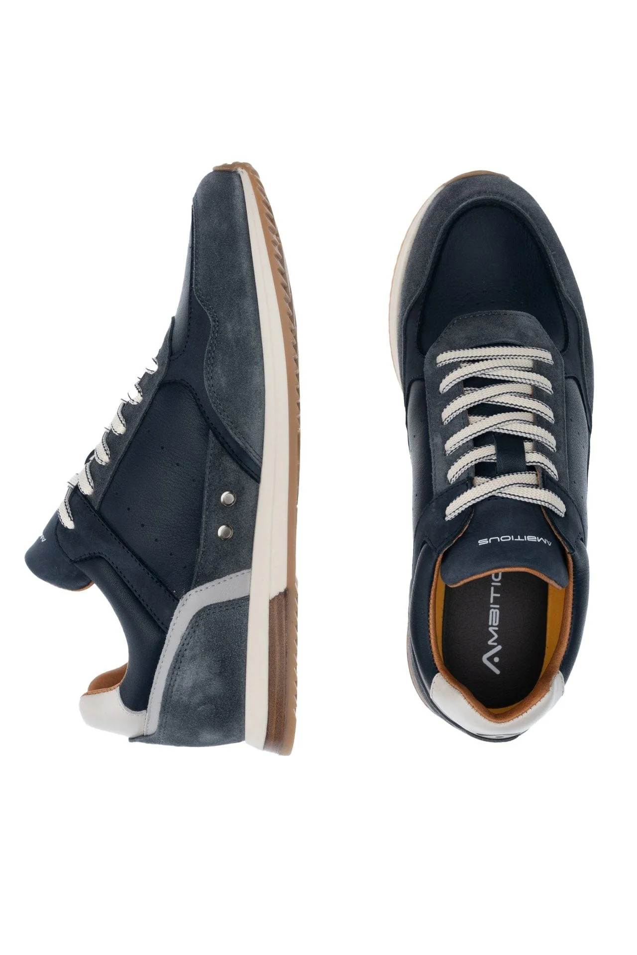 Slow Classic Leather/Suede Trainers - Navy Combi - Image 4