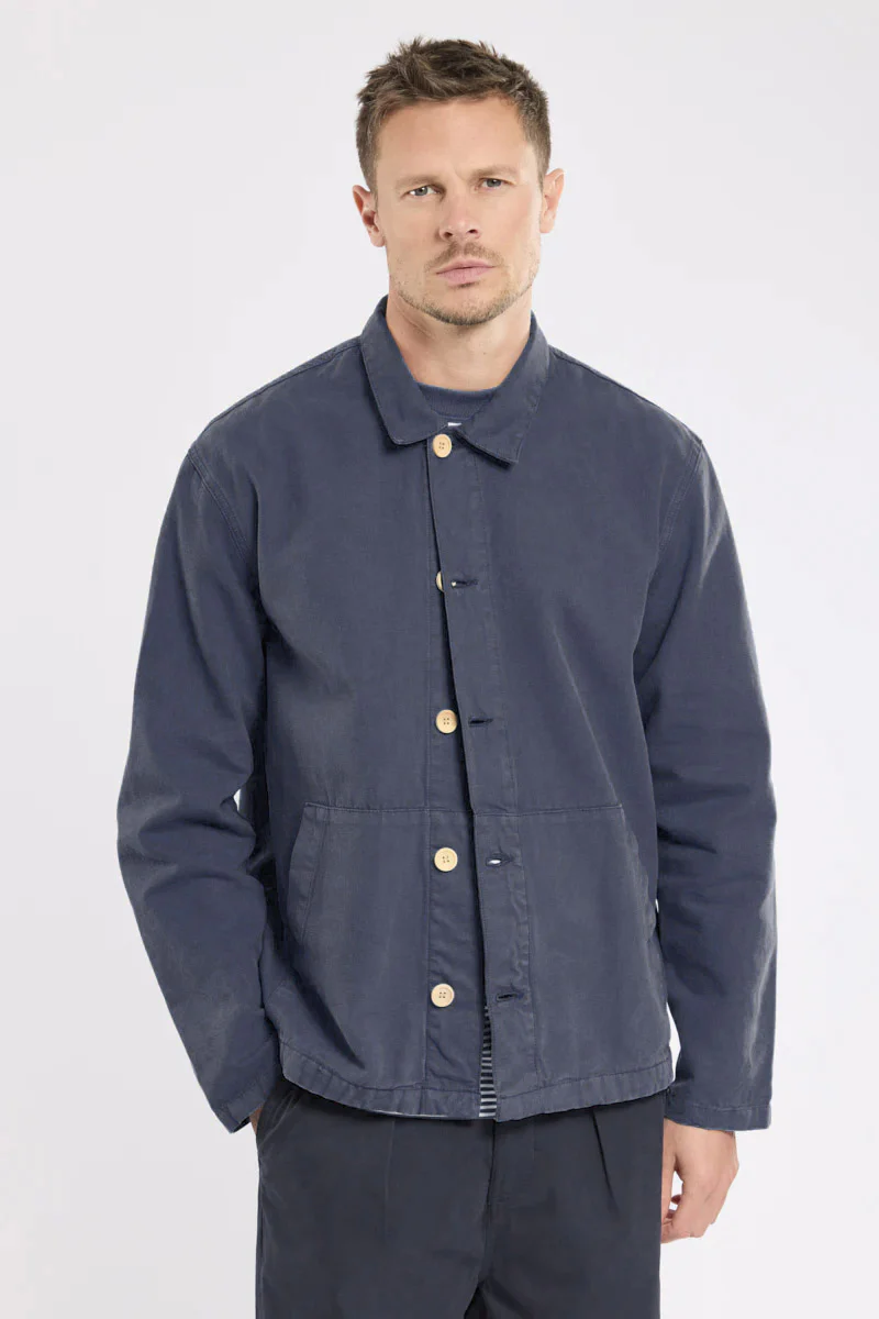 Fisherman Cotton Canvas Jacket - Marine Deep