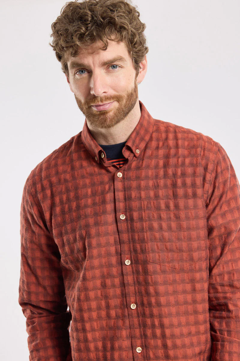 Heritage Self Patterned Shirt - Carreaux Paprika - Image 3
