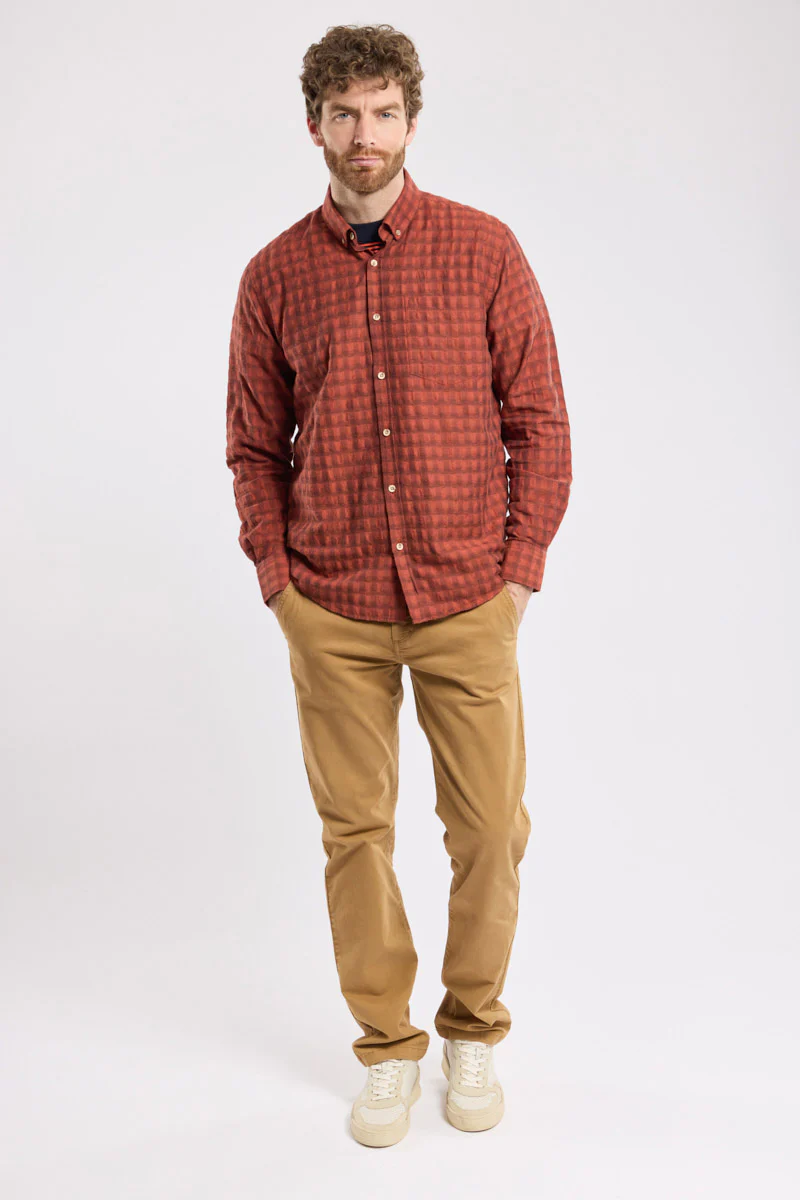 Heritage Self Patterned Shirt - Carreaux Paprika - Image 4