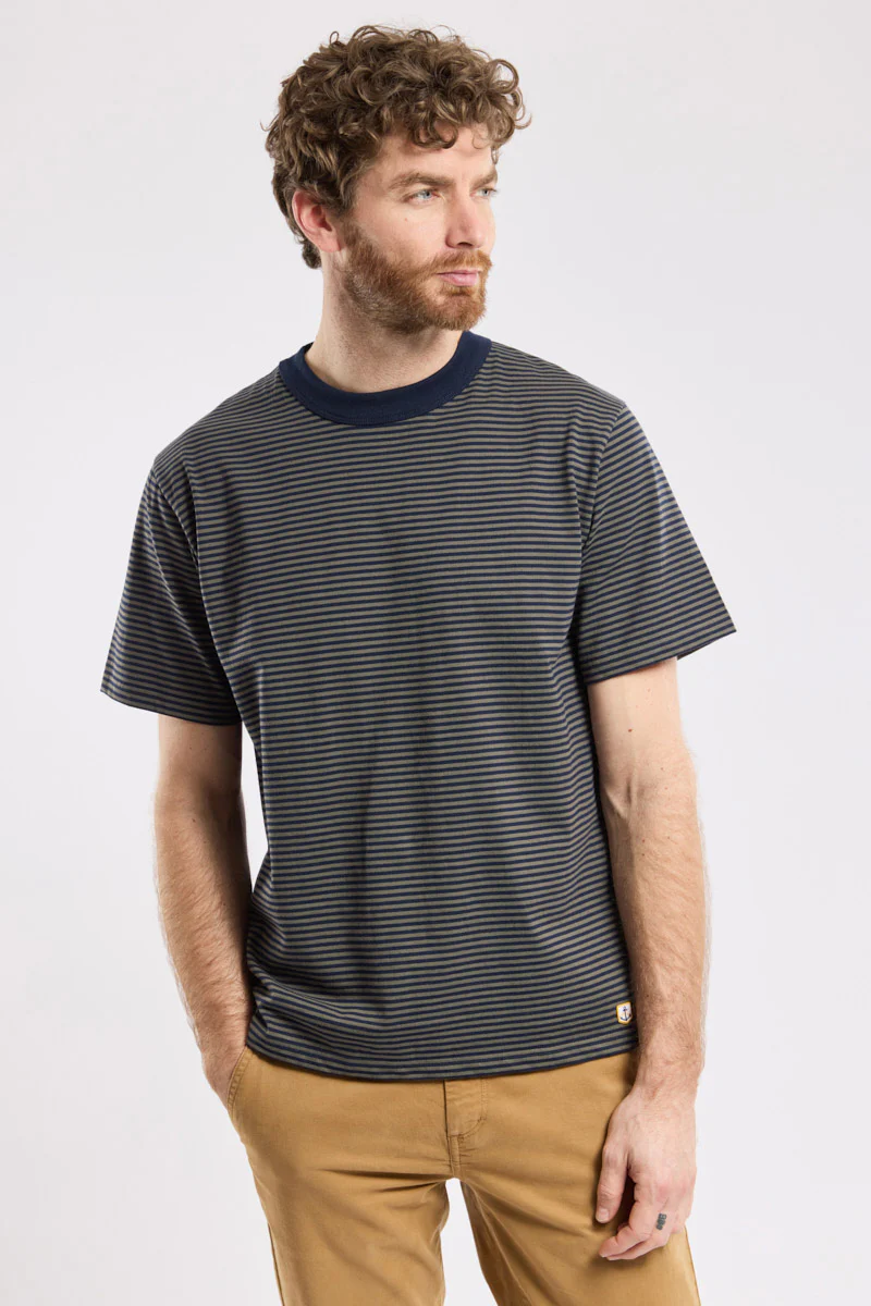 Heritage Striped Organic Cotton T-Shirt - Marine Deep/Chimera