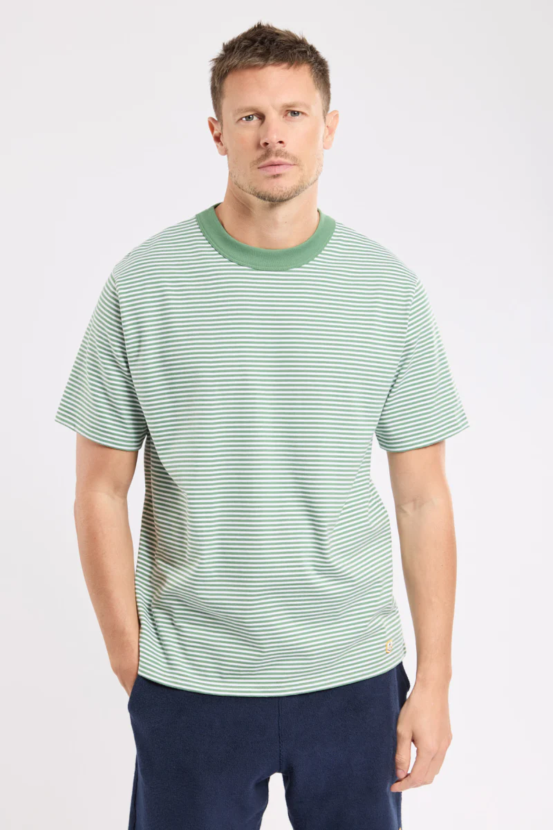 Organic Heritage Stripe T-Shirt - Ivy/Blanc