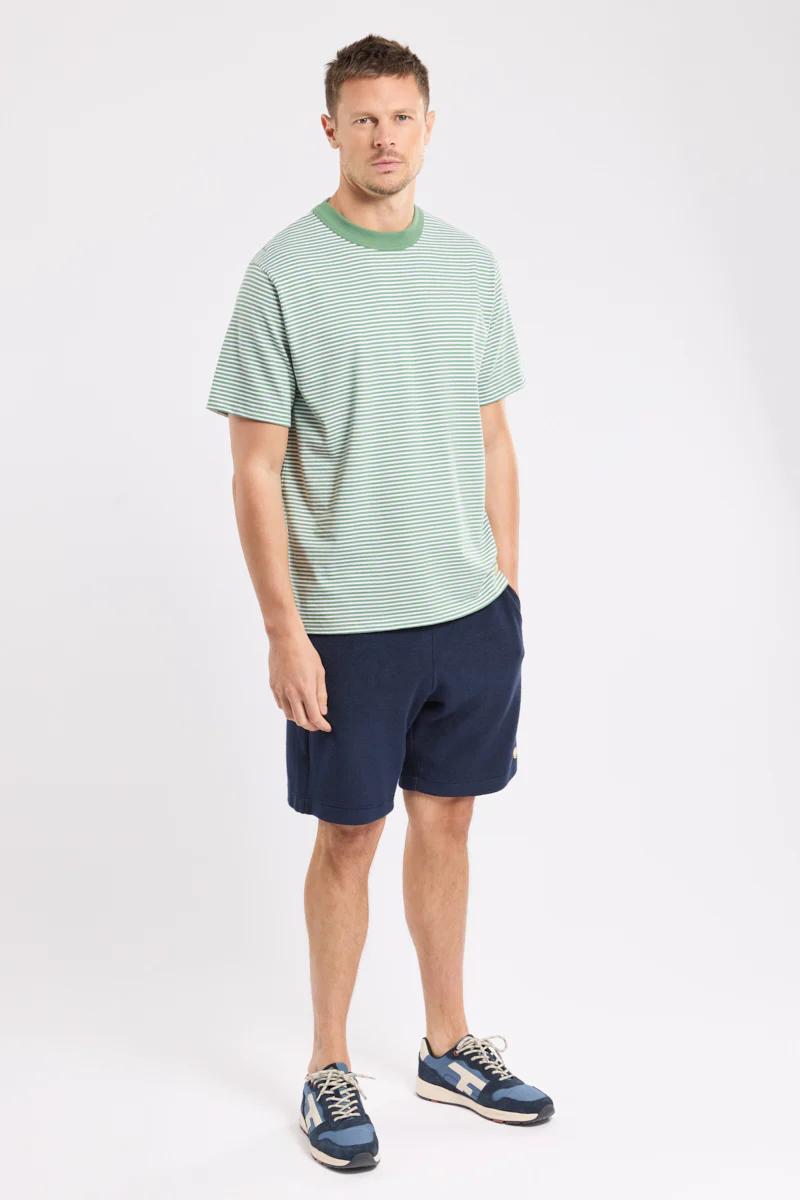 Organic Heritage Stripe T-Shirt - Ivy/Blanc - Image 3