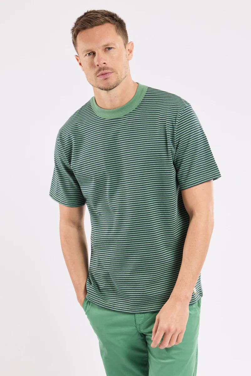 Organic Heritage Stripe T-Shirt - Ivy/Marine Deep