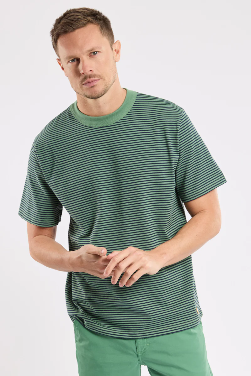 Organic Heritage Stripe T-Shirt - Ivy/Marine Deep - Image 3