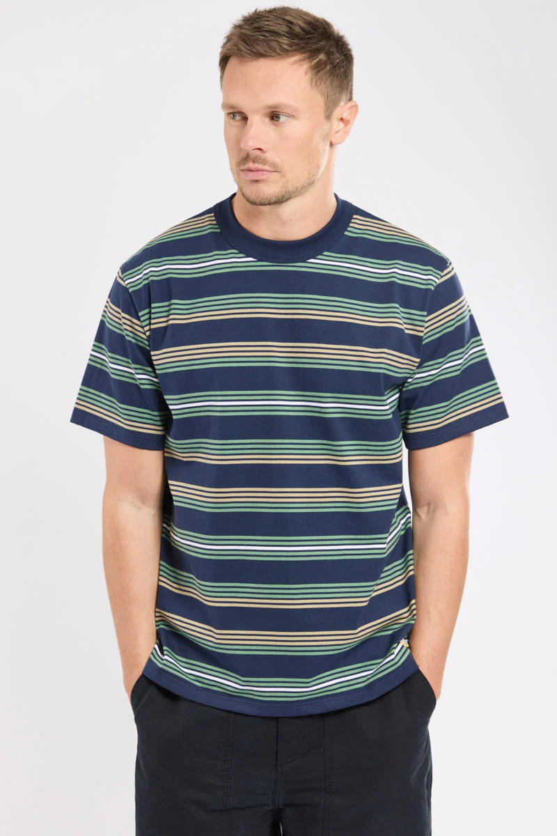 Organic Heritage Stripe T-Shirt - Marine Deep/Ivy/Treehouse