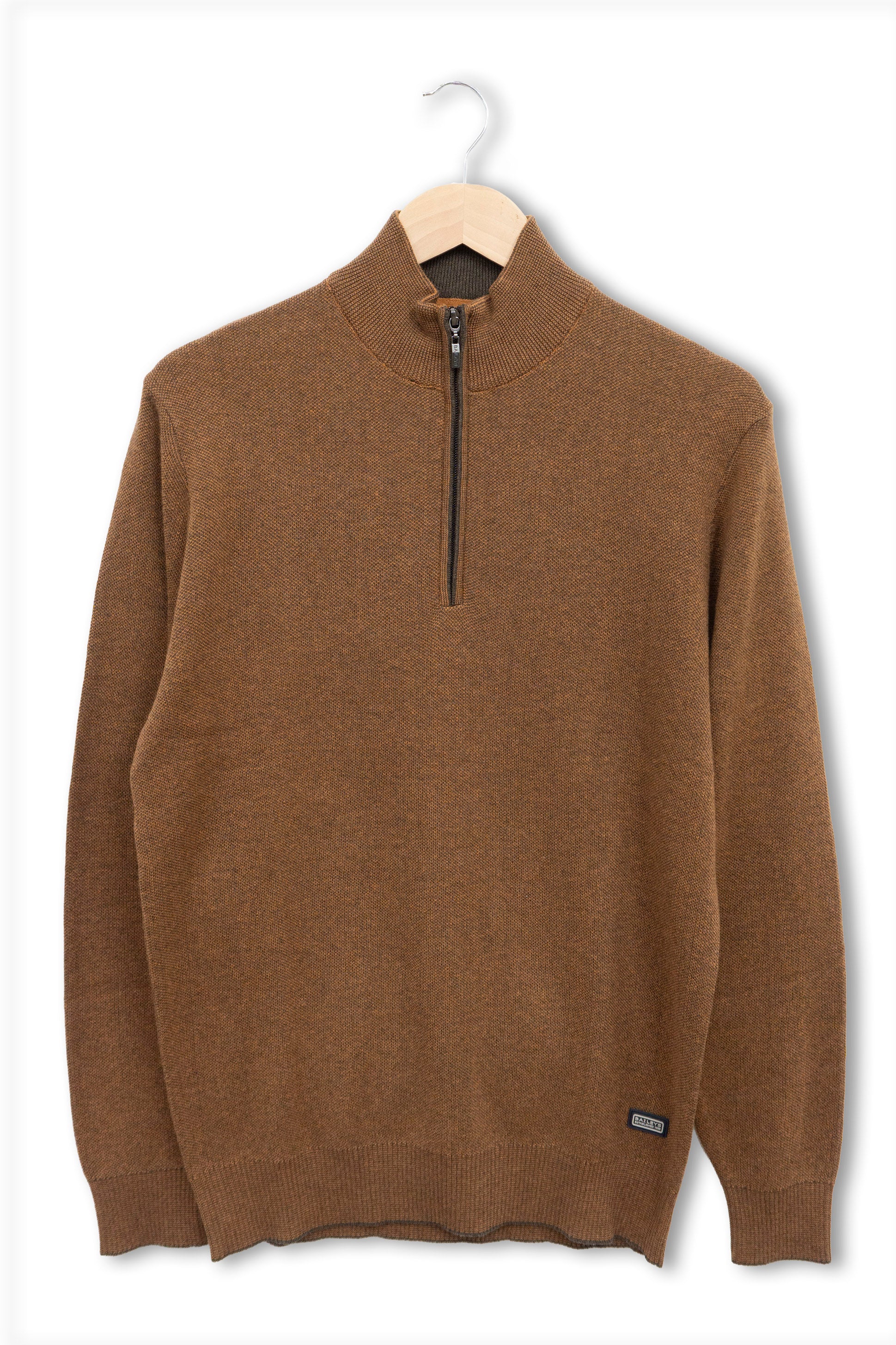 Quarter Zip Cotton Knit Sweatshirt - Copper