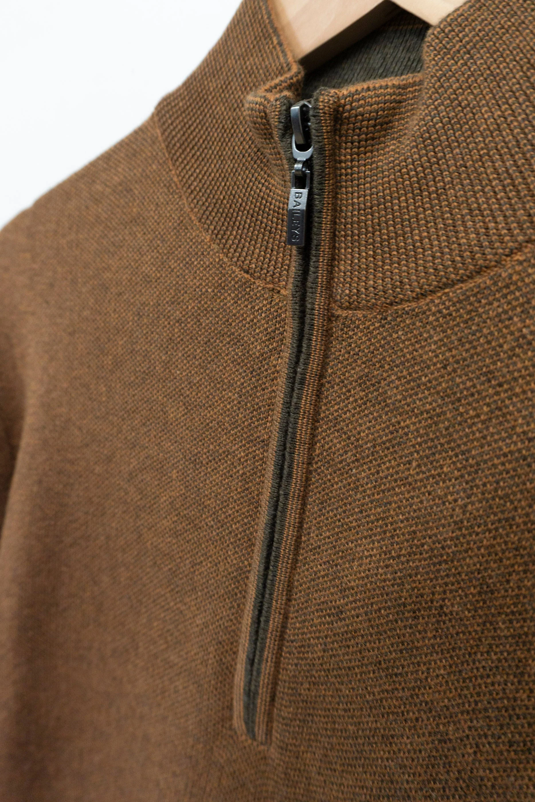 Quarter Zip Cotton Knit Sweatshirt - Copper - Image 2