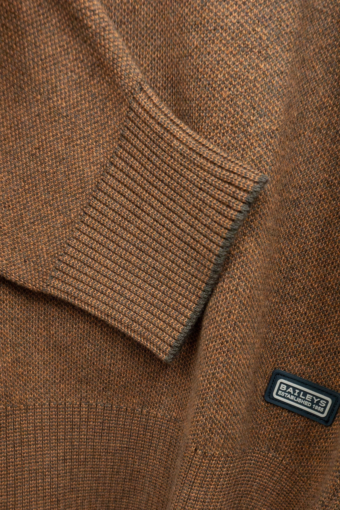 Quarter Zip Cotton Knit Sweatshirt - Copper - Image 3