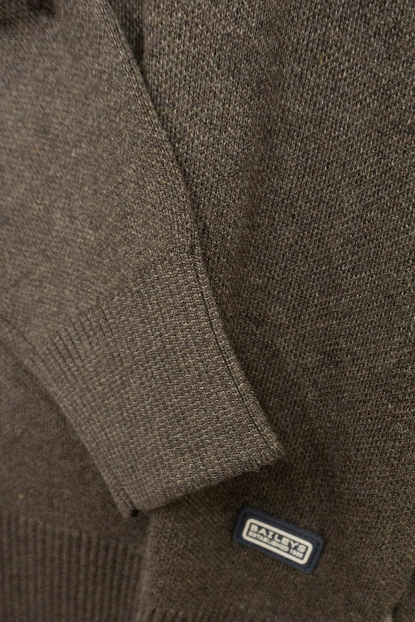 Quarter Zip Cotton Knit Sweatshirt - Dark Brown - Image 2
