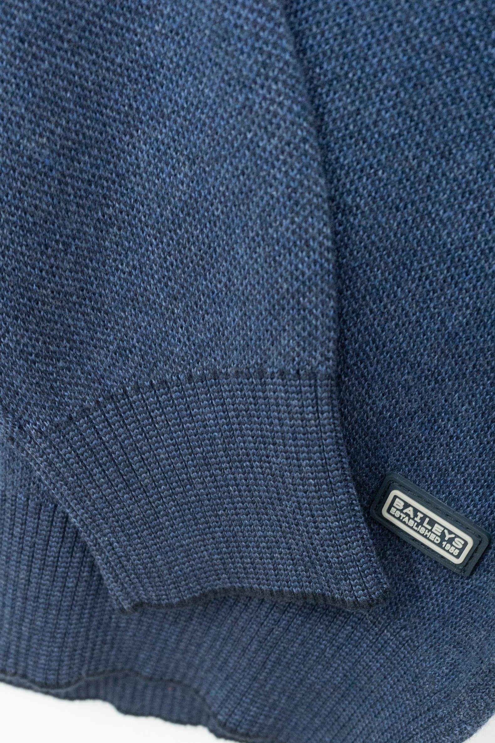 Quarter Zip Cotton Knit Sweatshirt - Dark Denim - Image 3