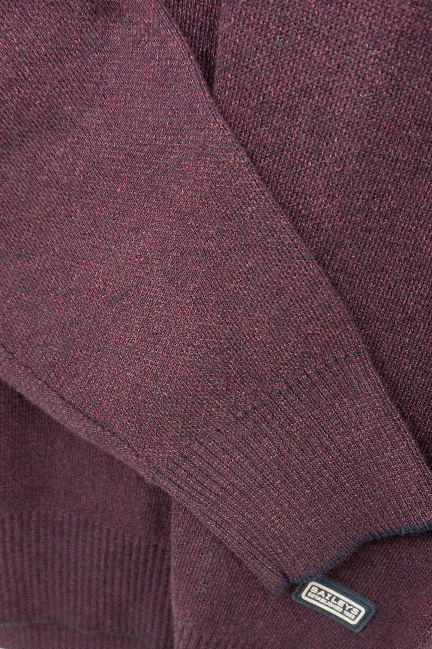 Quarter Zip Cotton Knit Sweatshirt - Deep Mauve - Image 3