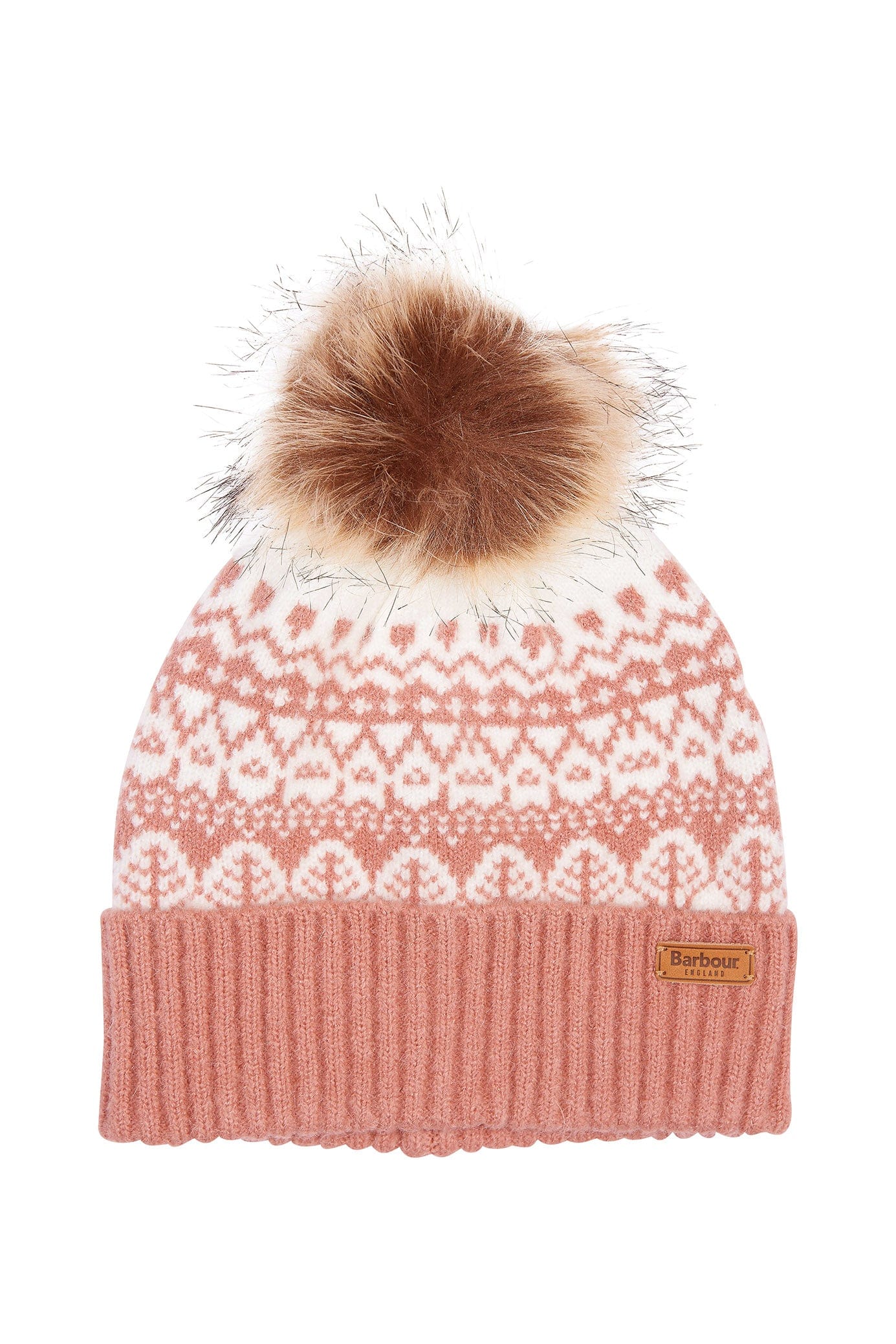 Alpine Fair Isle Pom Beanie - Dusty Rose