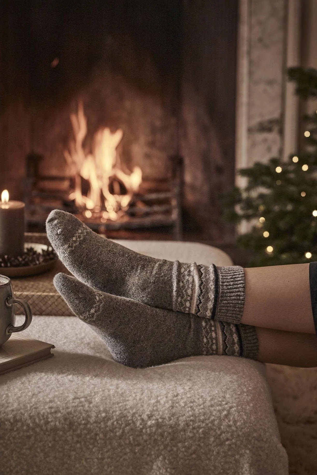 Anaise Fair Isle Sock - Mid Grey/Loden - Image 2