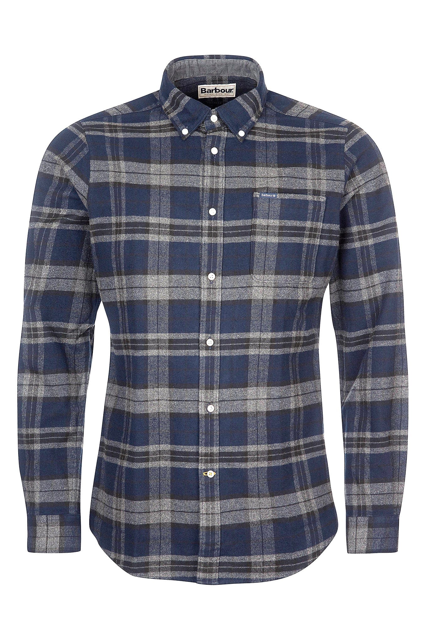 Betsom Tailored Checked Shirt - Grey Marl