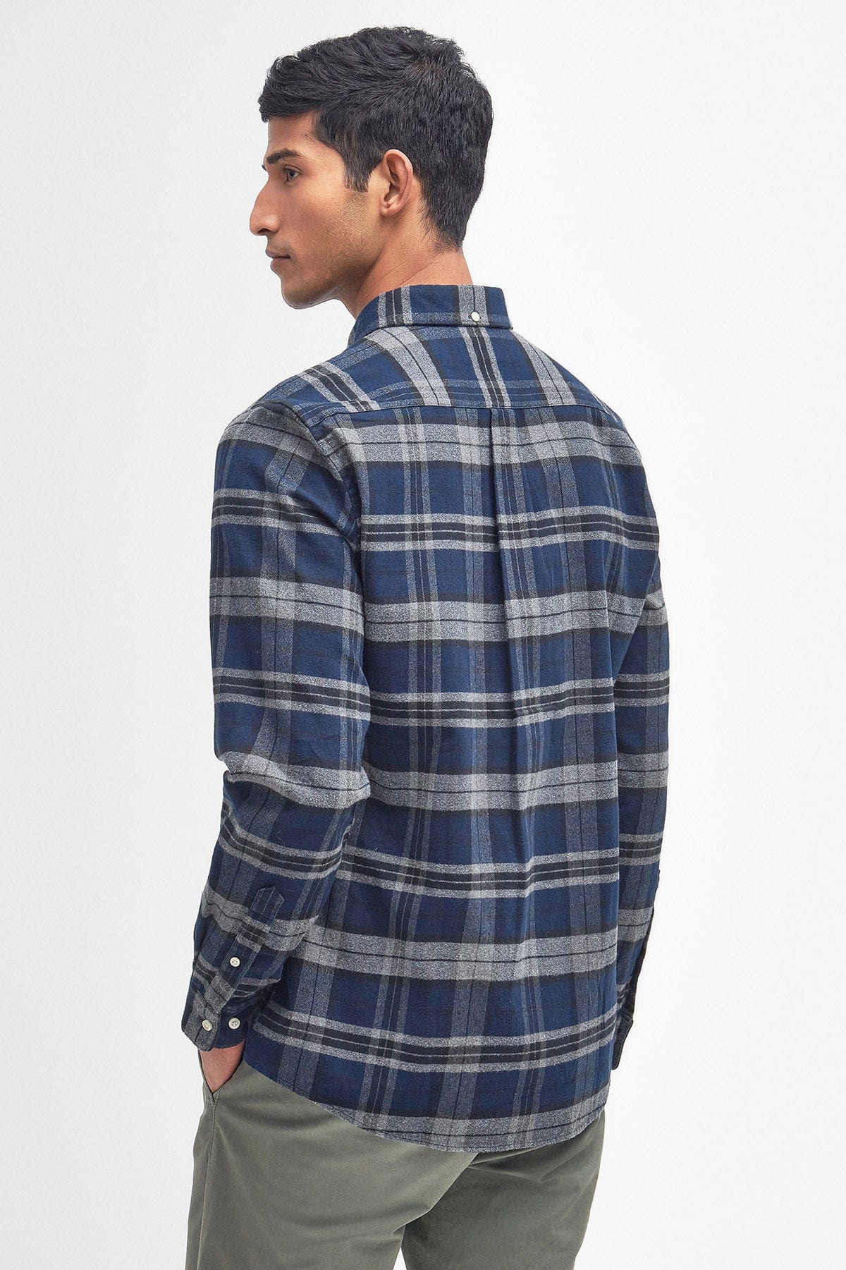 Betsom Tailored Checked Shirt - Grey Marl - Image 3