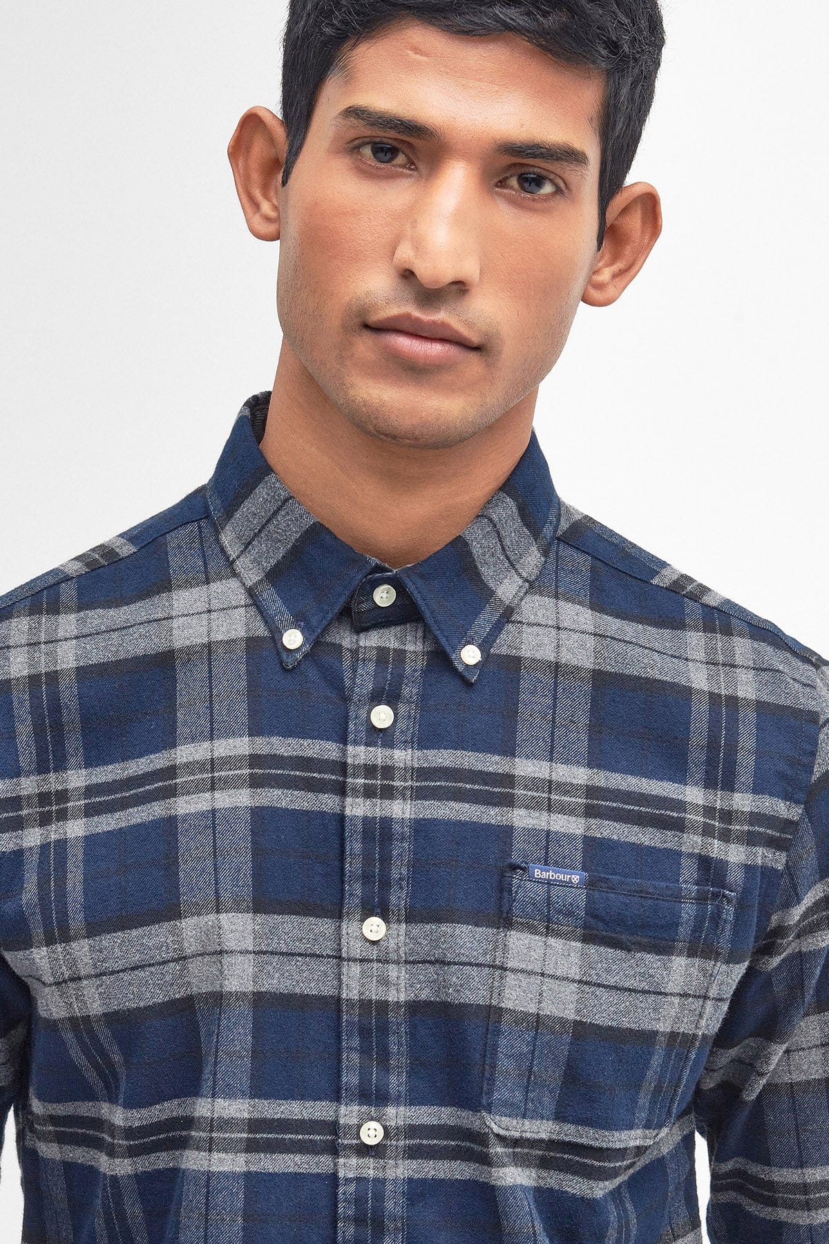 Betsom Tailored Checked Shirt - Grey Marl - Image 5