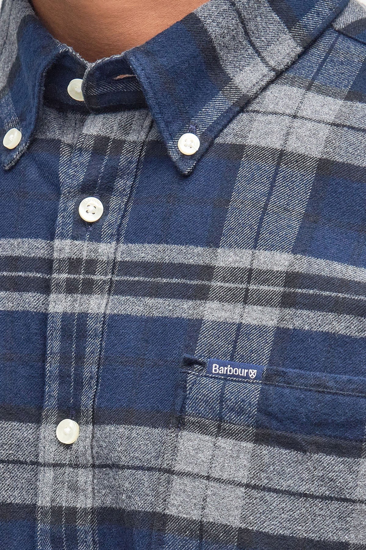 Betsom Tailored Checked Shirt - Grey Marl - Image 7