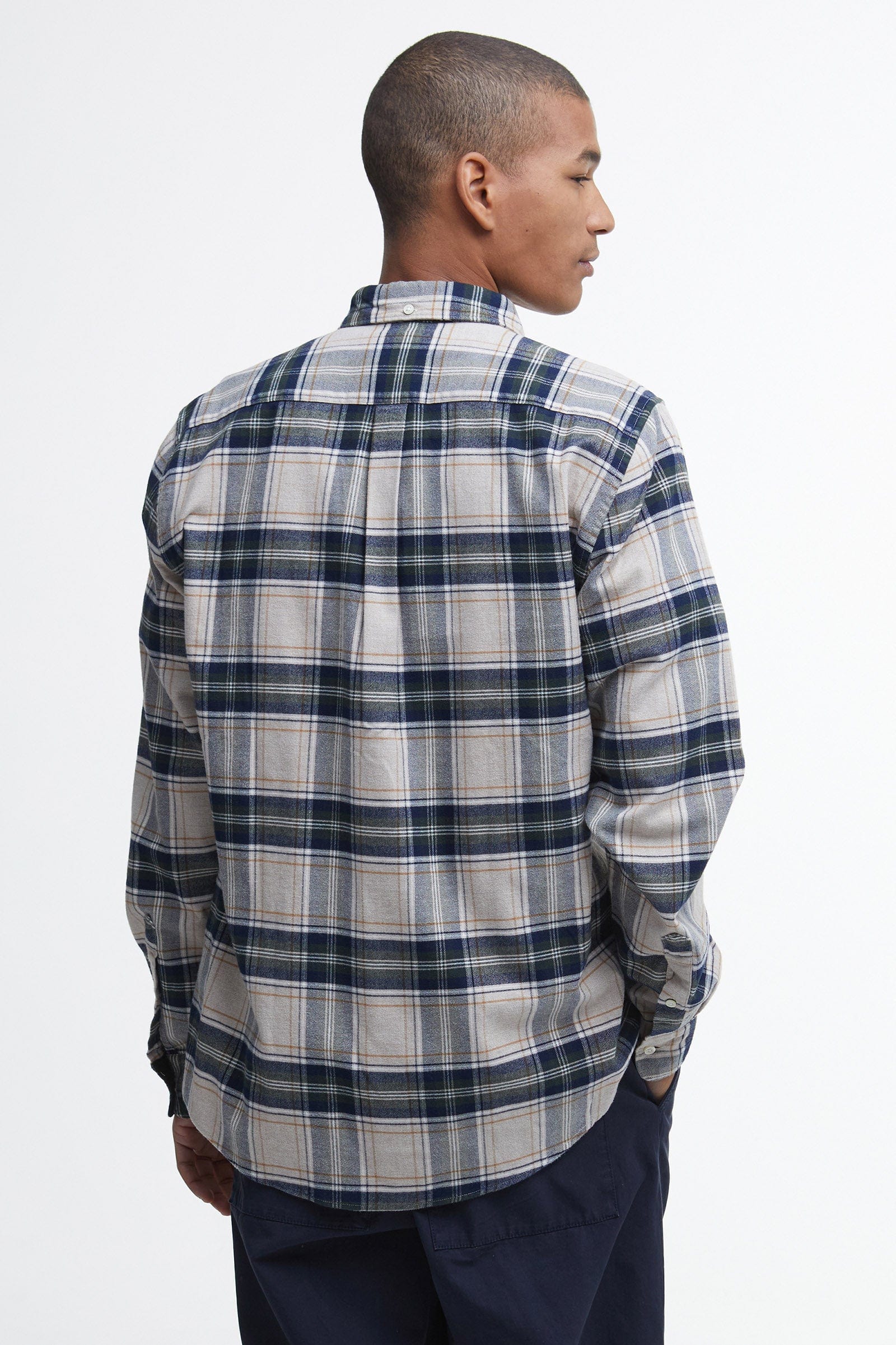 Betsom Tailored Checked Shirt - Stone Marl - Image 3