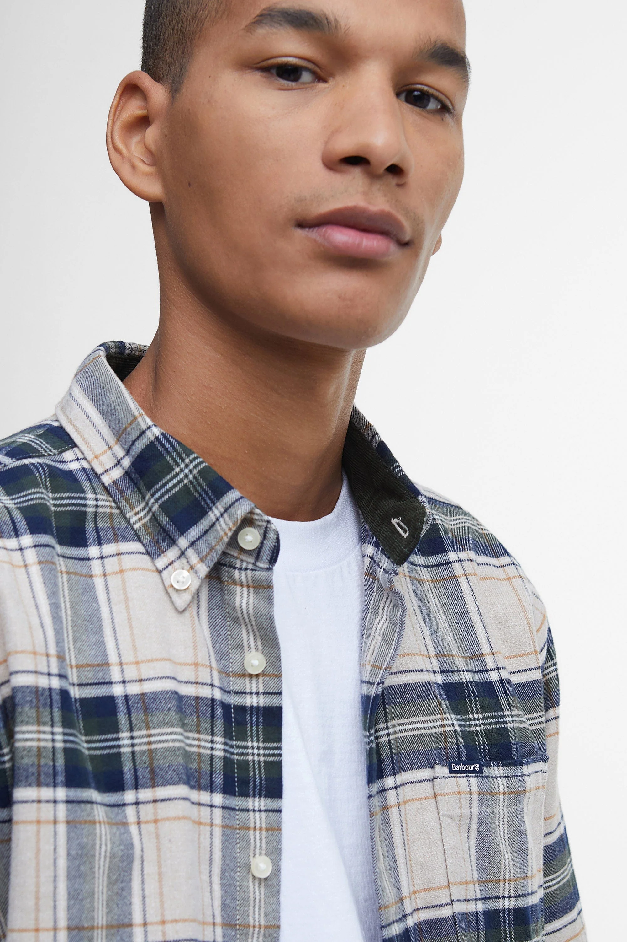 Betsom Tailored Checked Shirt - Stone Marl - Image 5