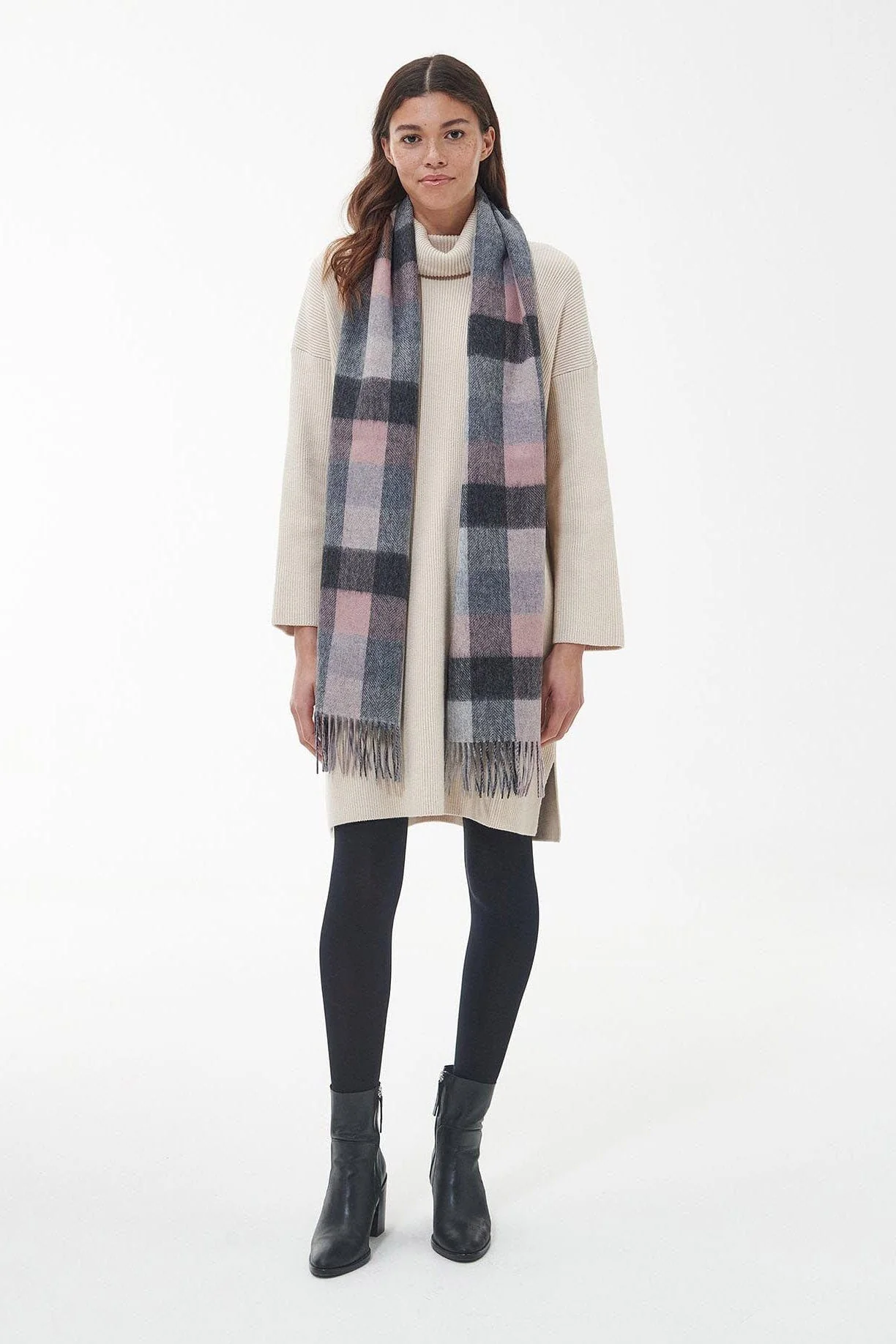 Birch Check Scarf - Pearl Grey - Image 4