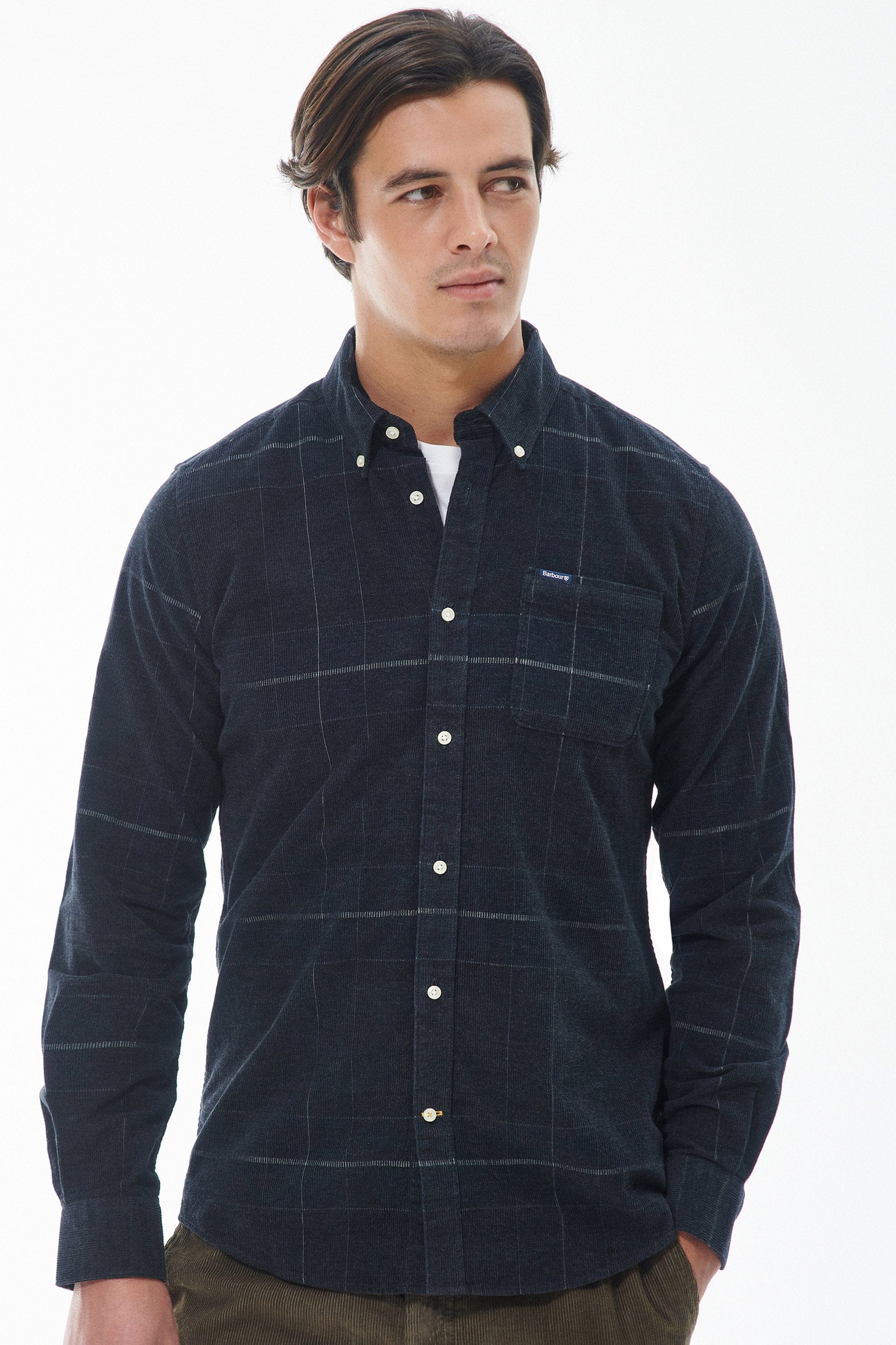 Blair Tailored Tartan Cord Shirt - Black Slate - Image 2