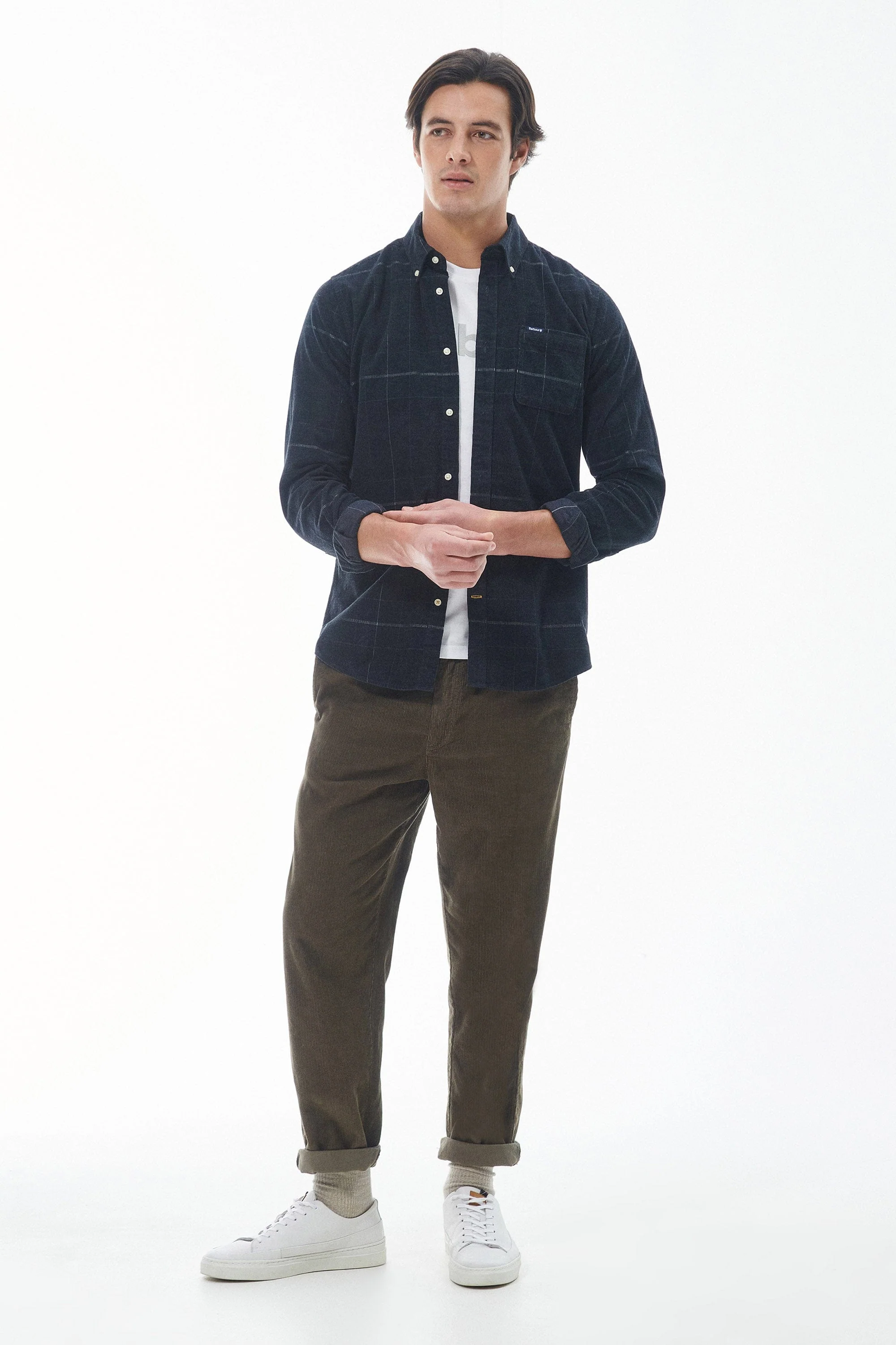 Blair Tailored Tartan Cord Shirt - Black Slate - Image 3