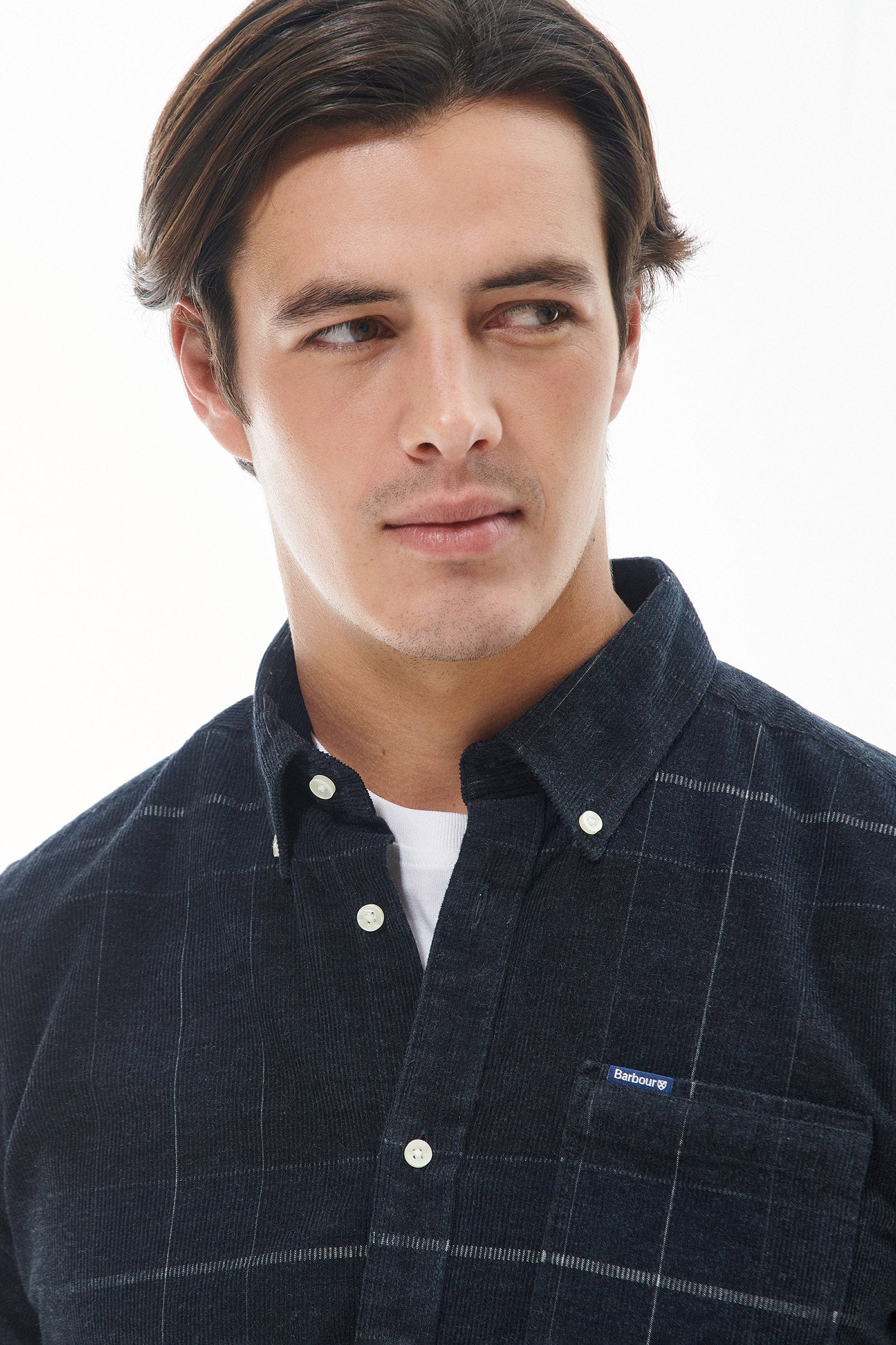 Blair Tailored Tartan Cord Shirt - Black Slate - Image 4