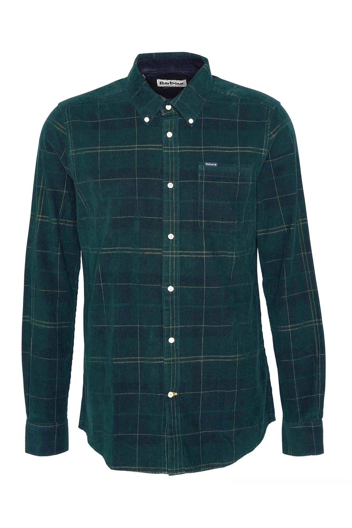 Blair Tailored Tartan Cord Shirt - Green Loch