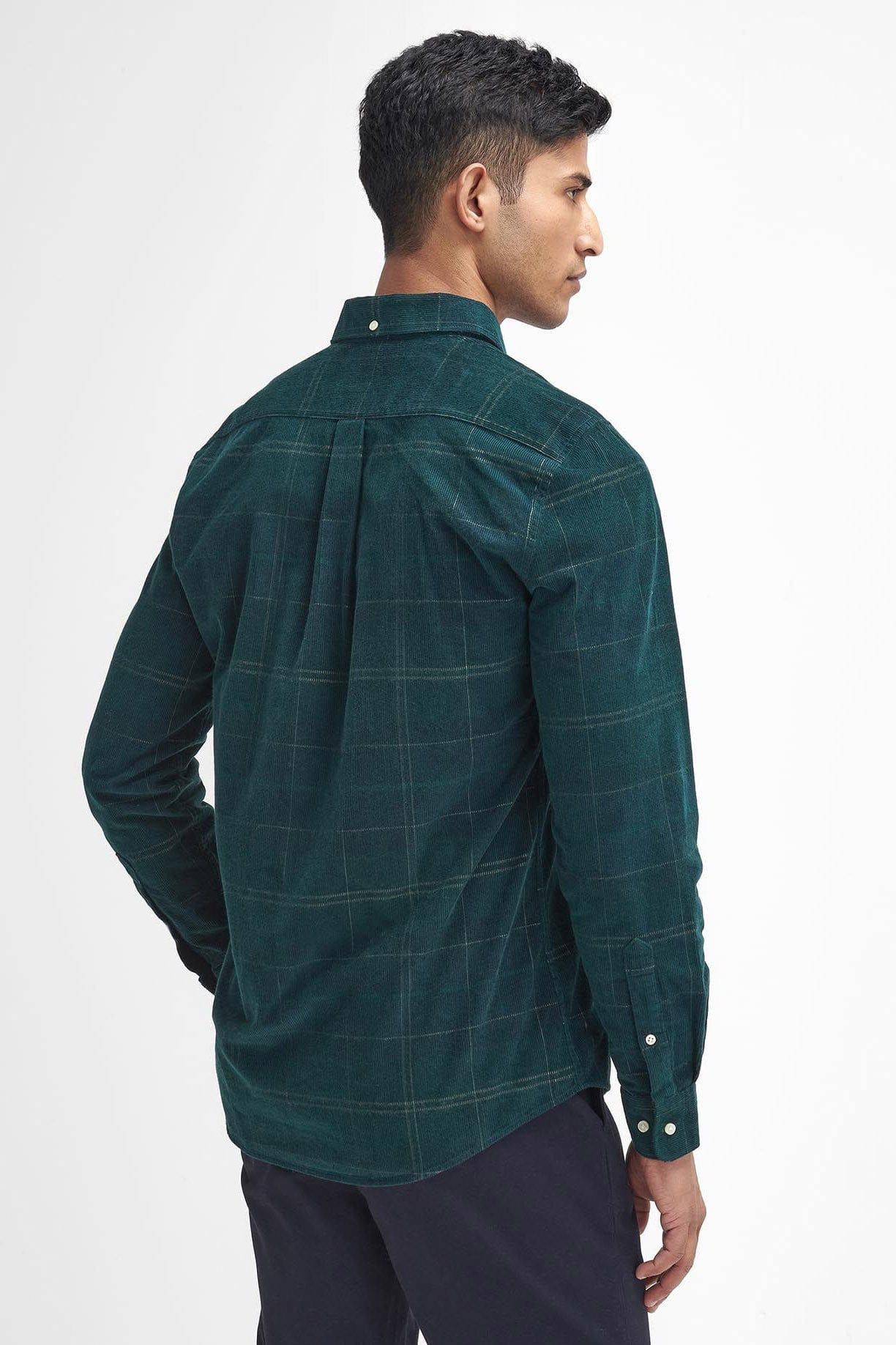 Blair Tailored Tartan Cord Shirt - Green Loch - Image 3