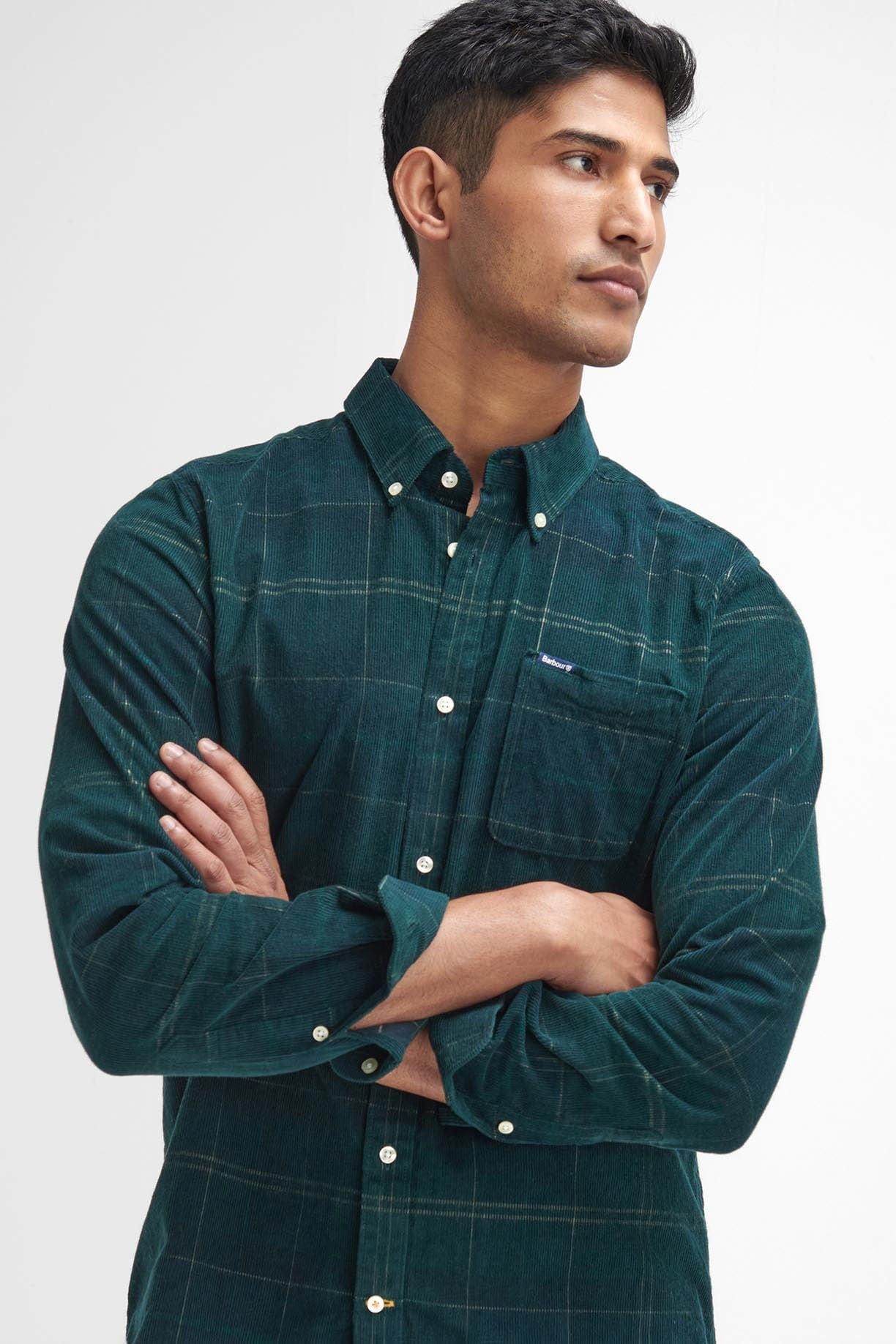 Blair Tailored Tartan Cord Shirt - Green Loch - Image 4
