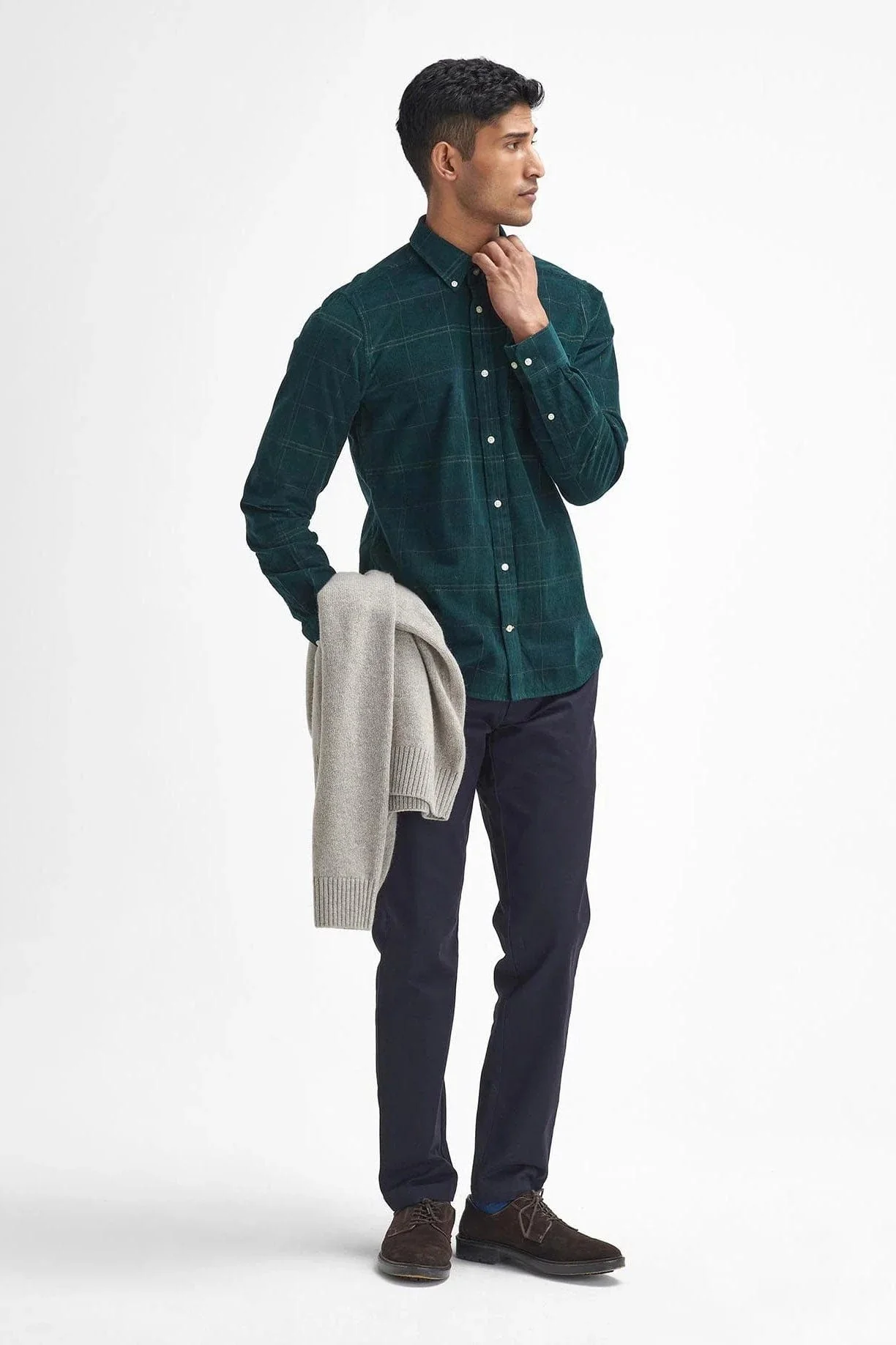 Blair Tailored Tartan Cord Shirt - Green Loch - Image 6