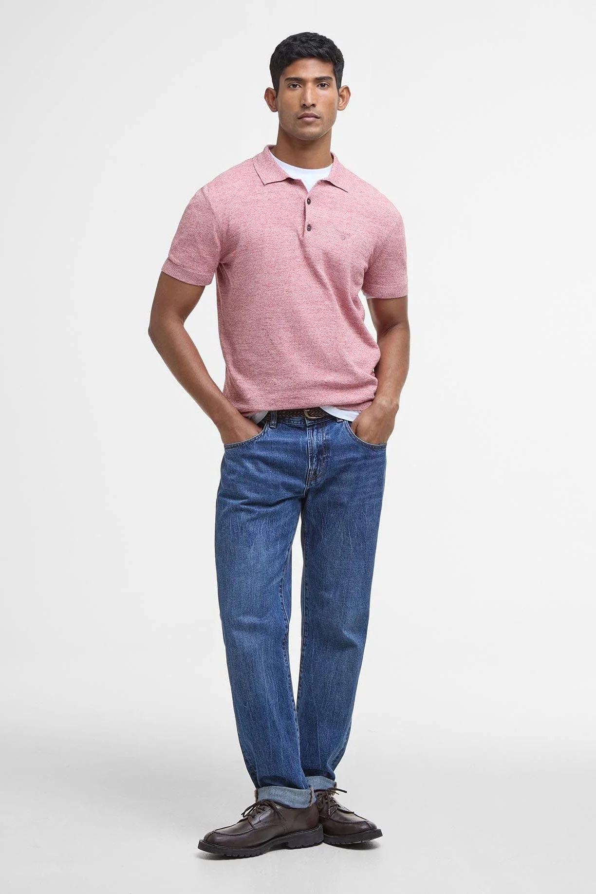 Buston Knitted Polo - Red Spice - Image 6