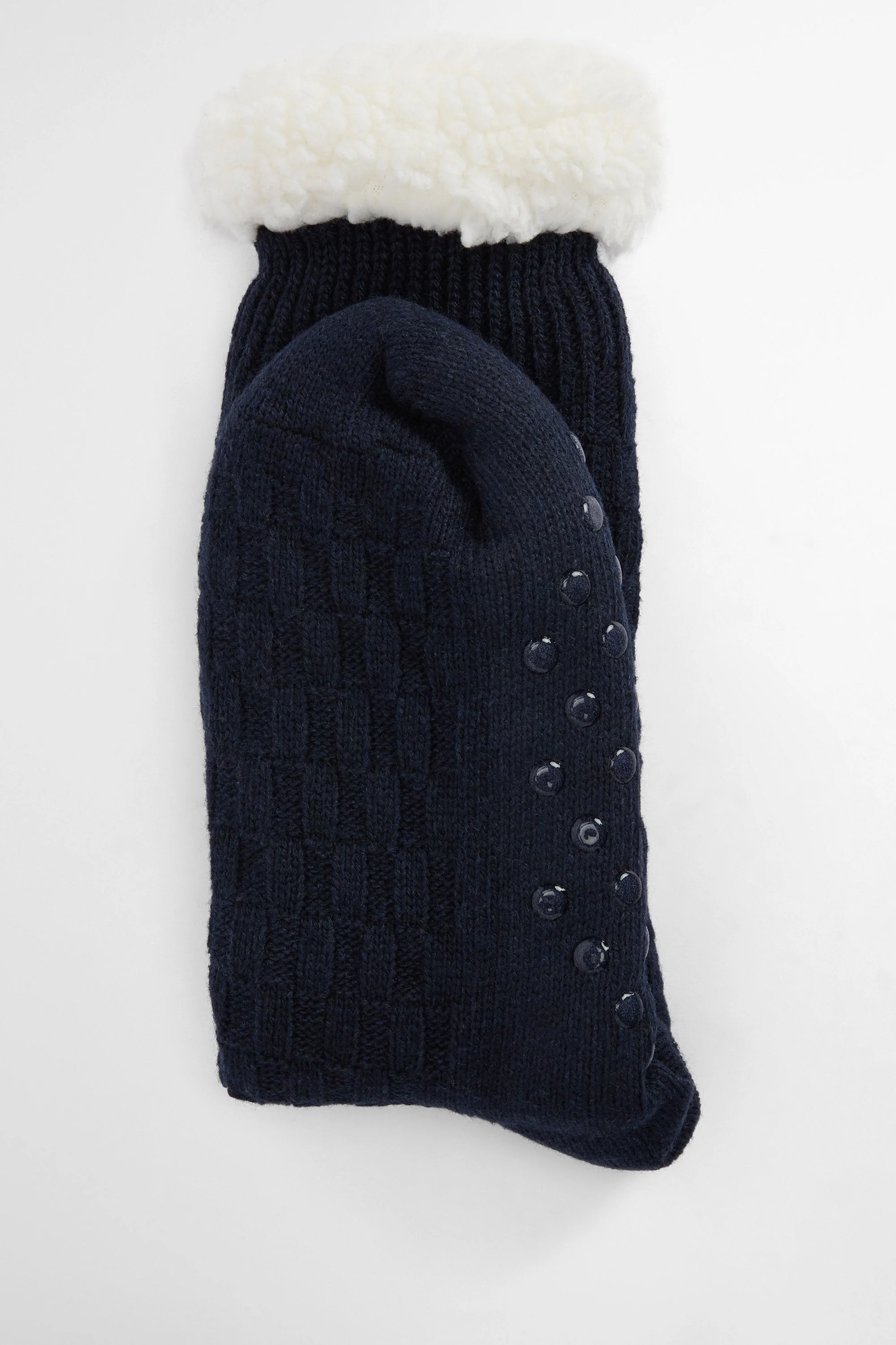 Cable Knit Lounge Socks - Navy - Image 3