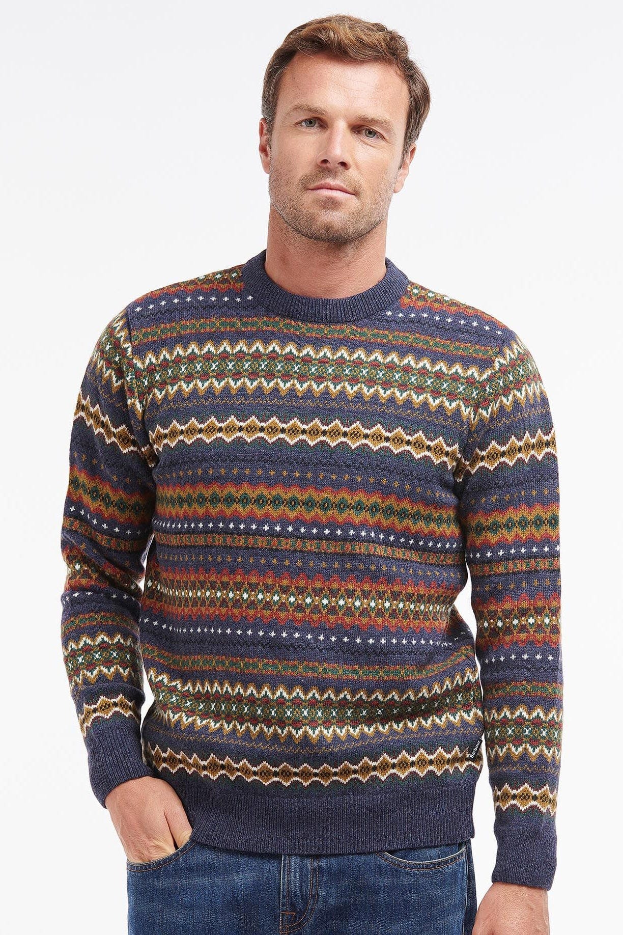 Case Fair Isle Crew Neck Jumper - Navy Marl - Image 2