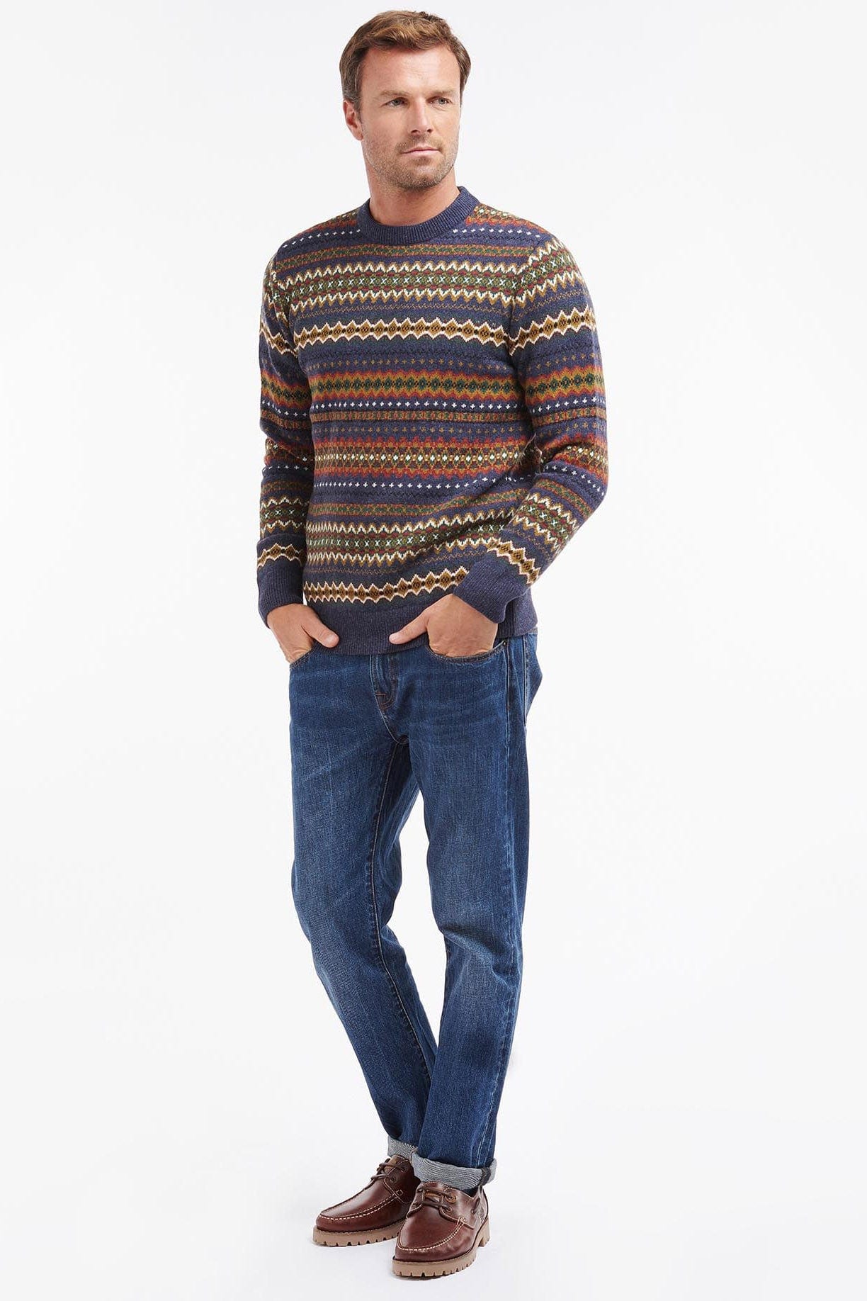 Case Fair Isle Crew Neck Jumper - Navy Marl - Image 5
