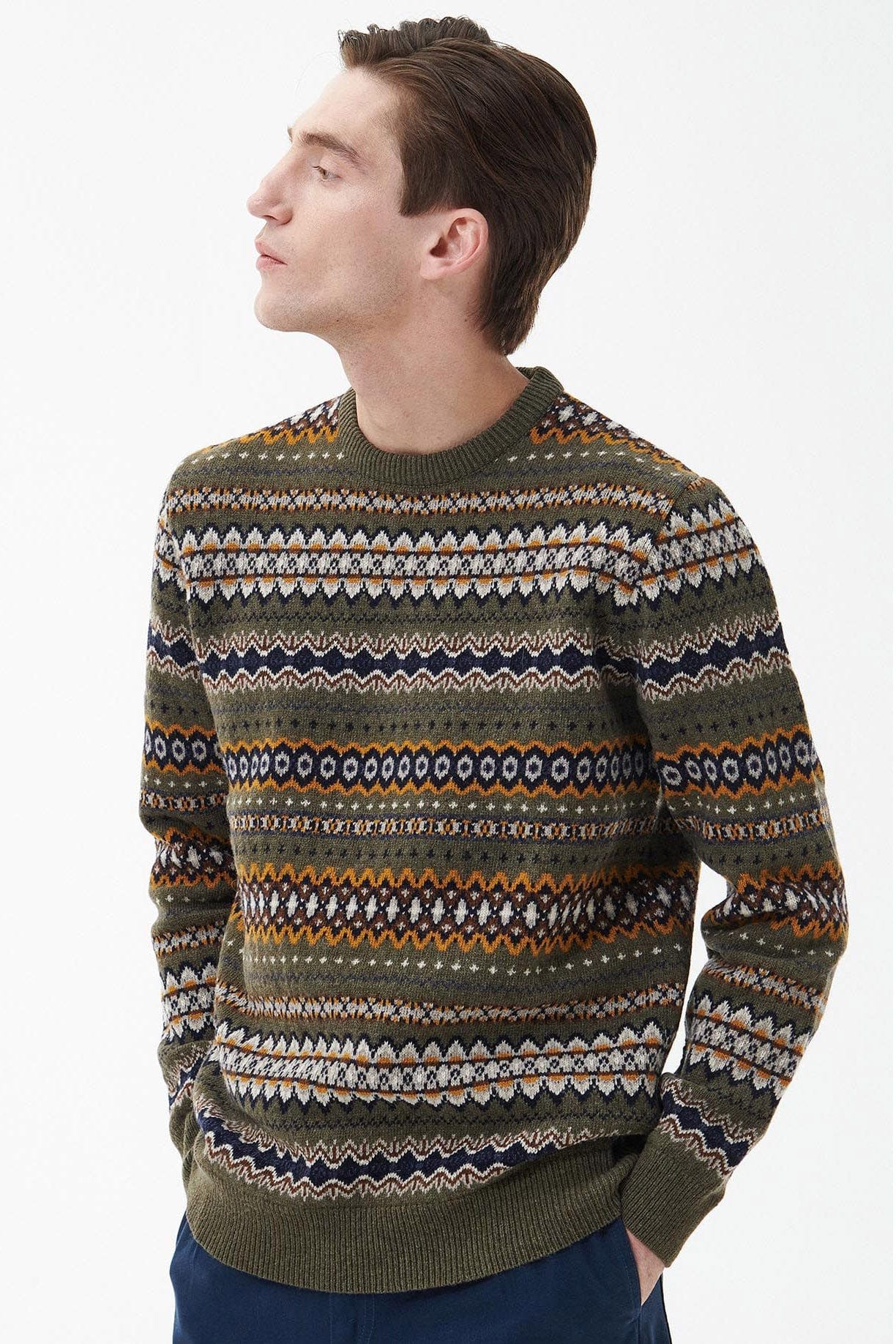 Case Fair Isle Crew Neck Jumper - Willow Green - Image 2