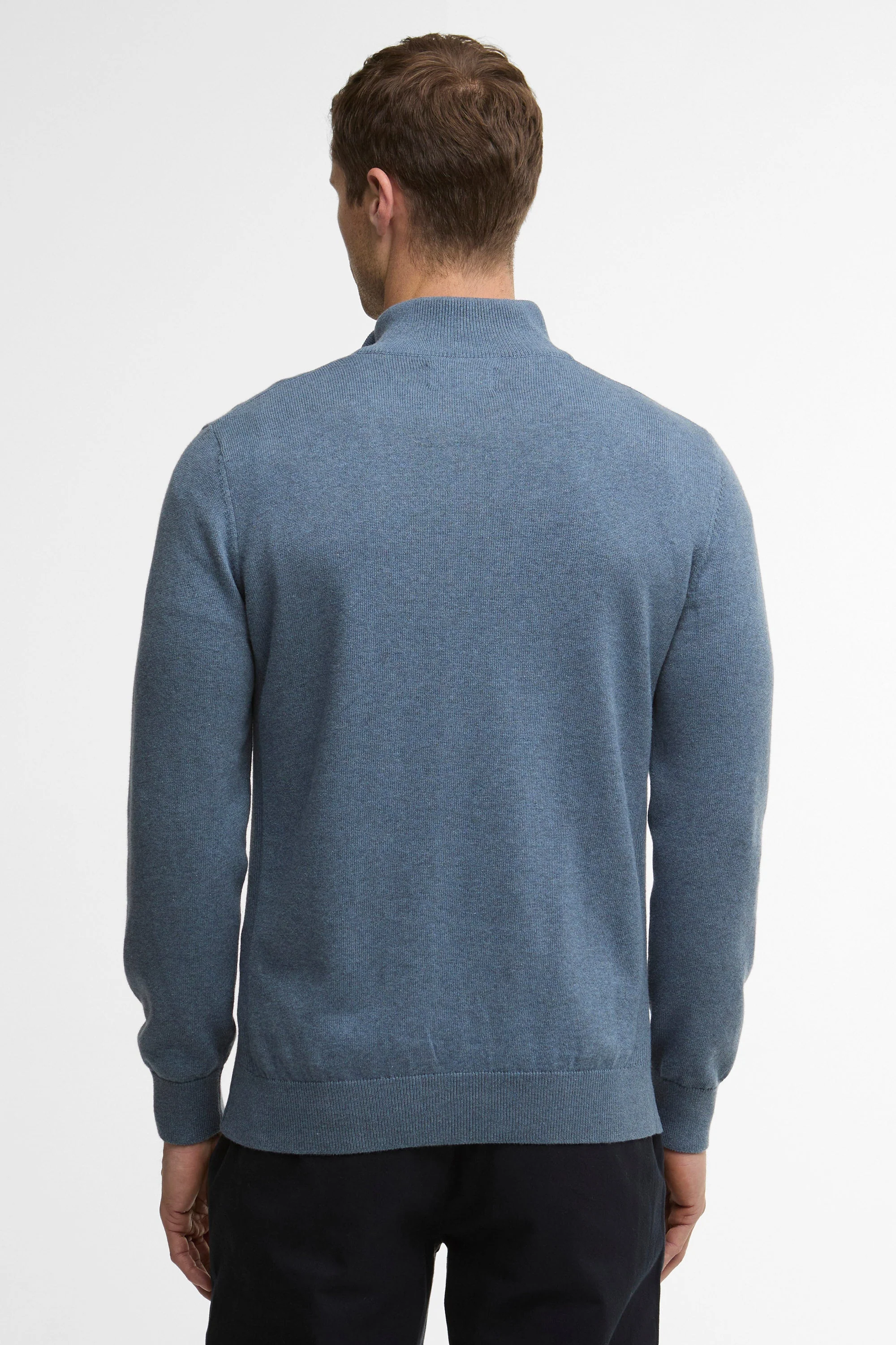 Cotton Half Zip Knitted Jumper - Dusk Blue - Image 3