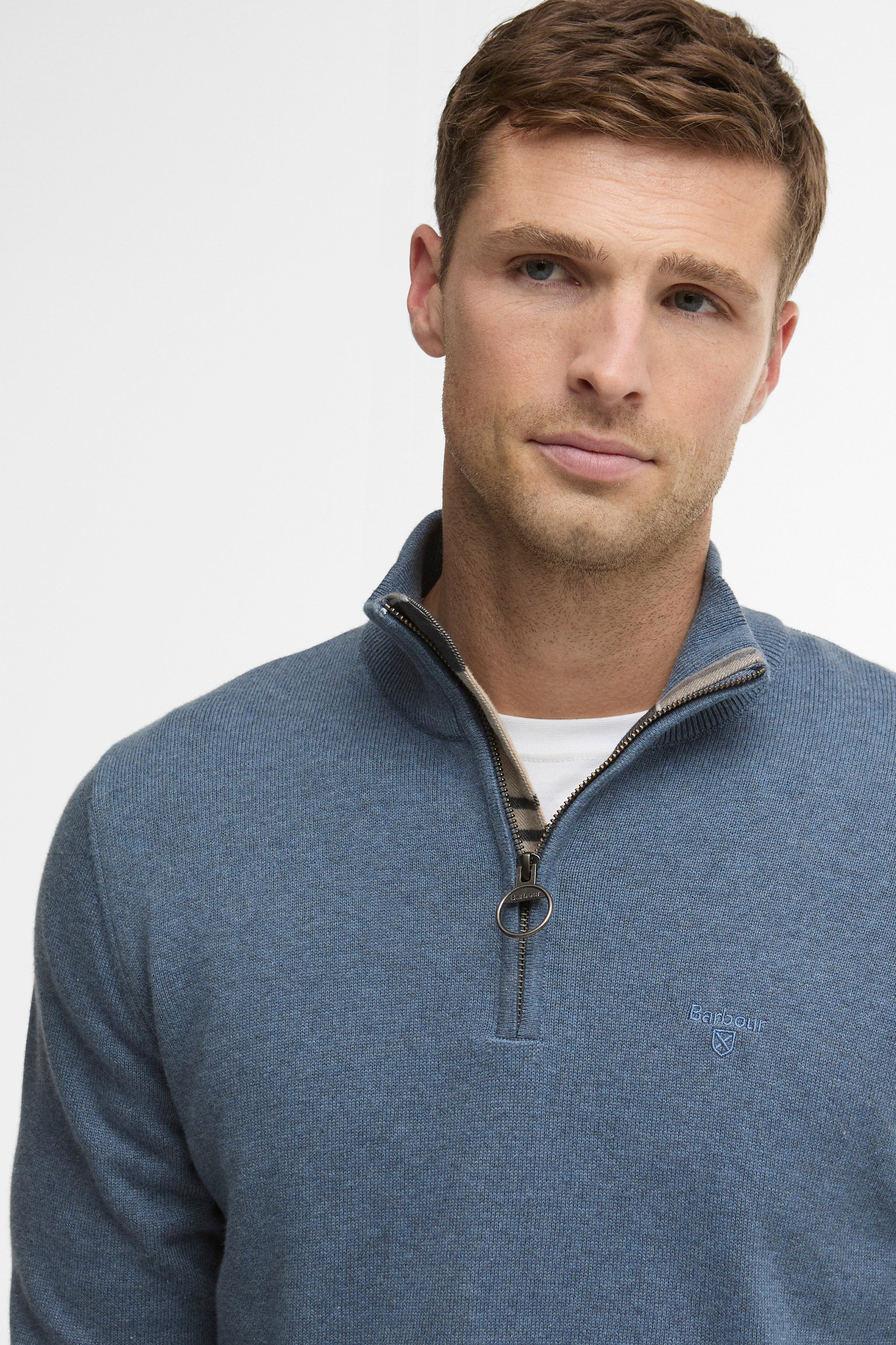 Cotton Half Zip Knitted Jumper - Dusk Blue - Image 4