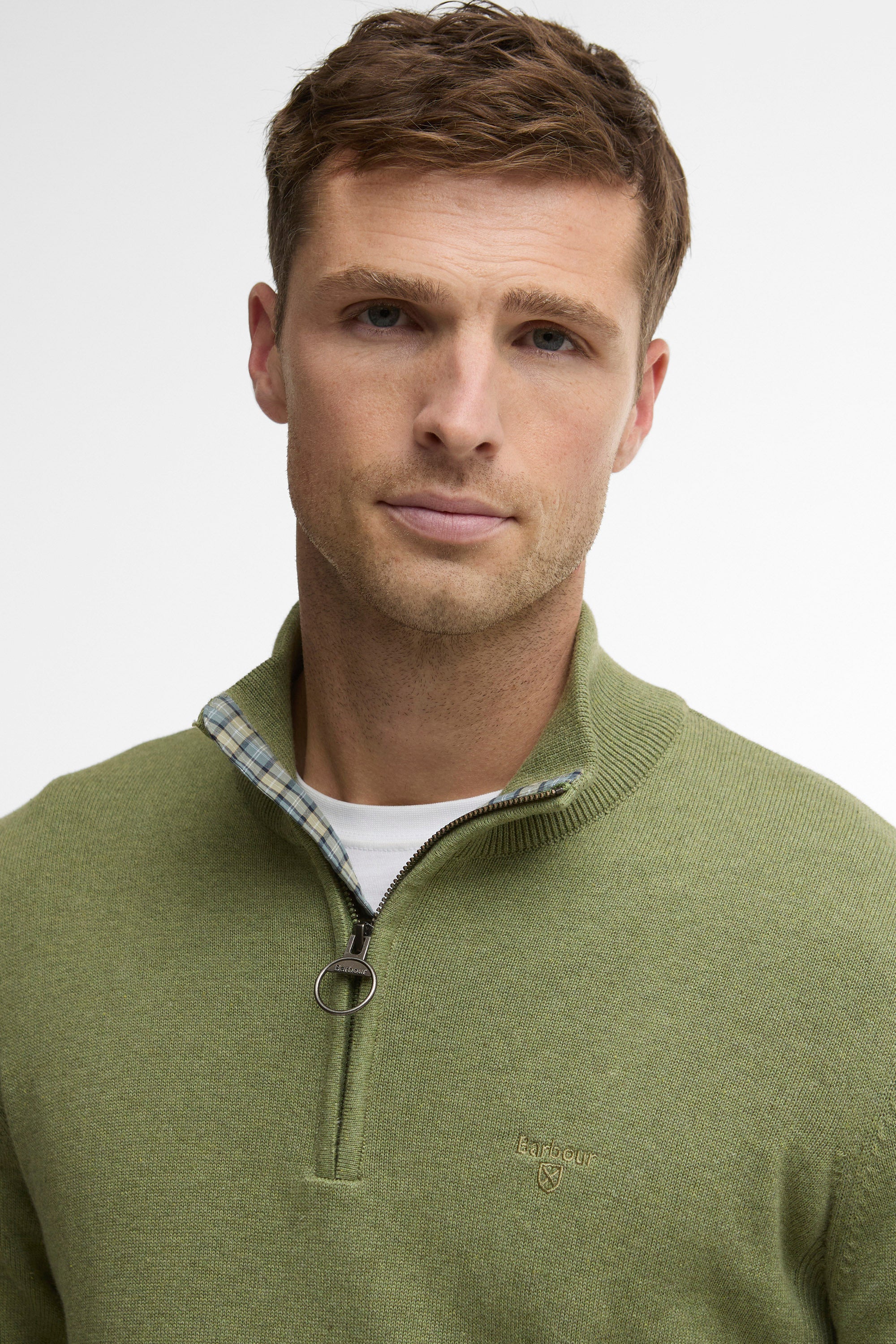 Cotton Half Zip Knitted Jumper - Laurel Green - Image 4