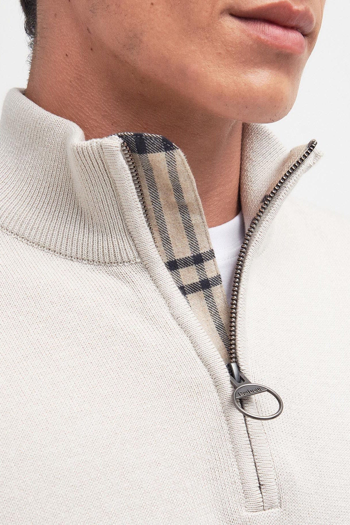 Cotton Half Zip Knitted Jumper - Mist - Image 5