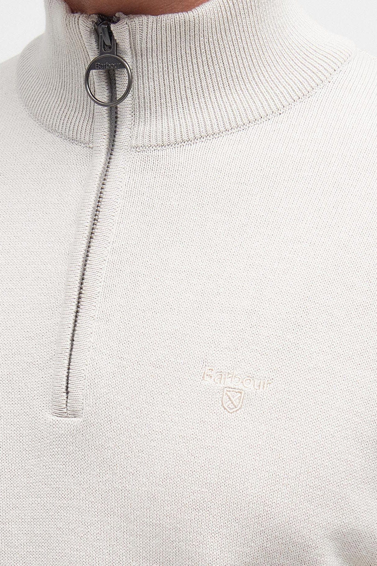 Cotton Half Zip Knitted Jumper - Mist - Image 6