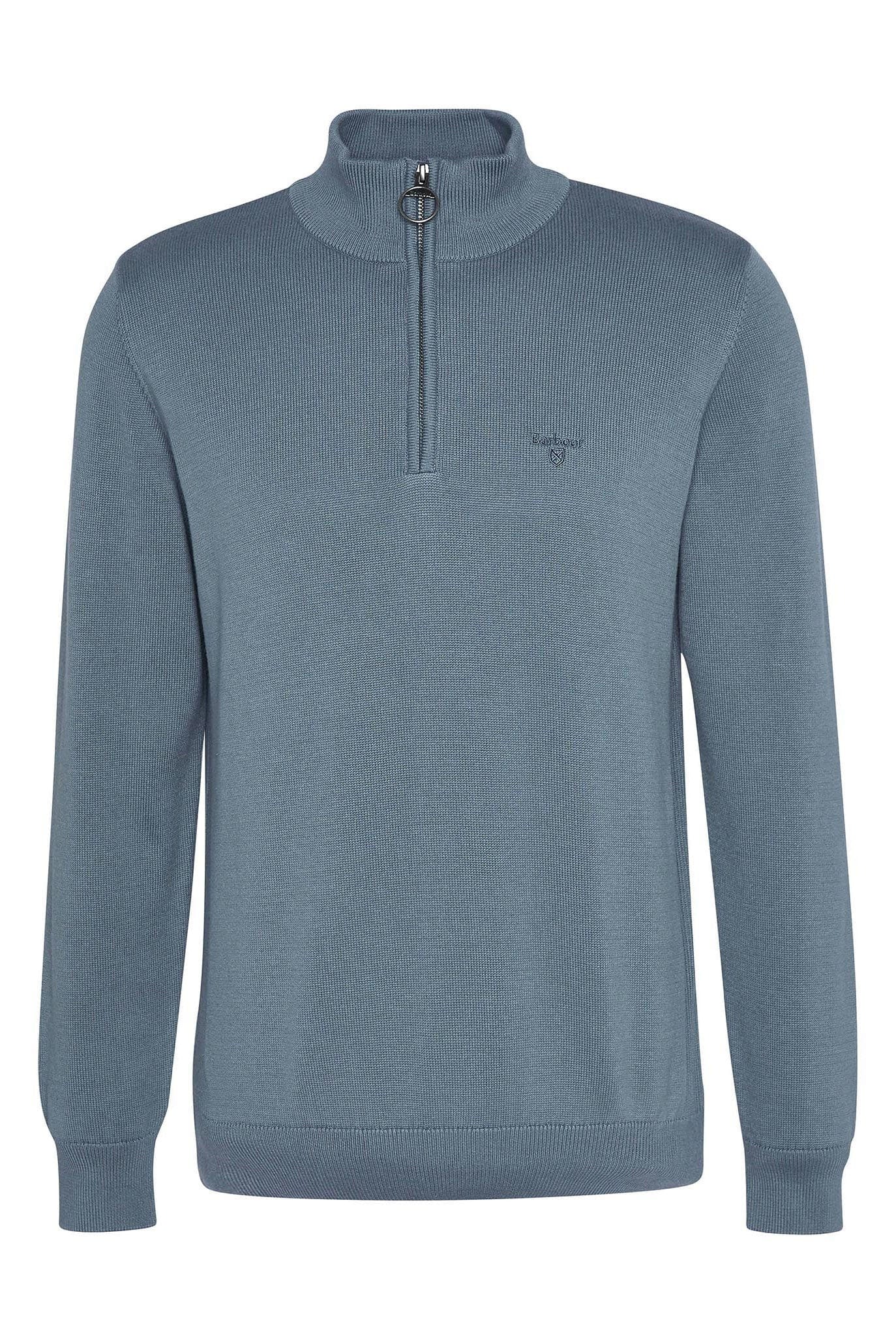 Cotton Half Zip Knitted Jumper - Vintage Teal