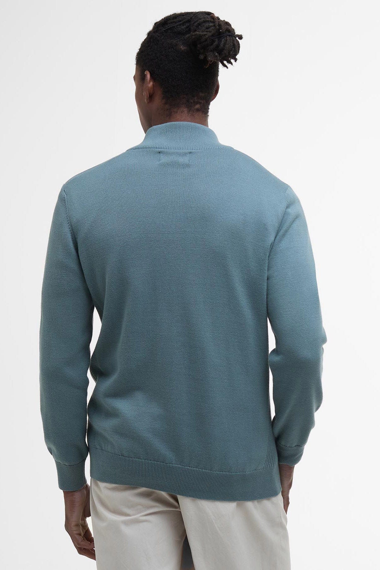 Cotton Half Zip Knitted Jumper - Vintage Teal - Image 3