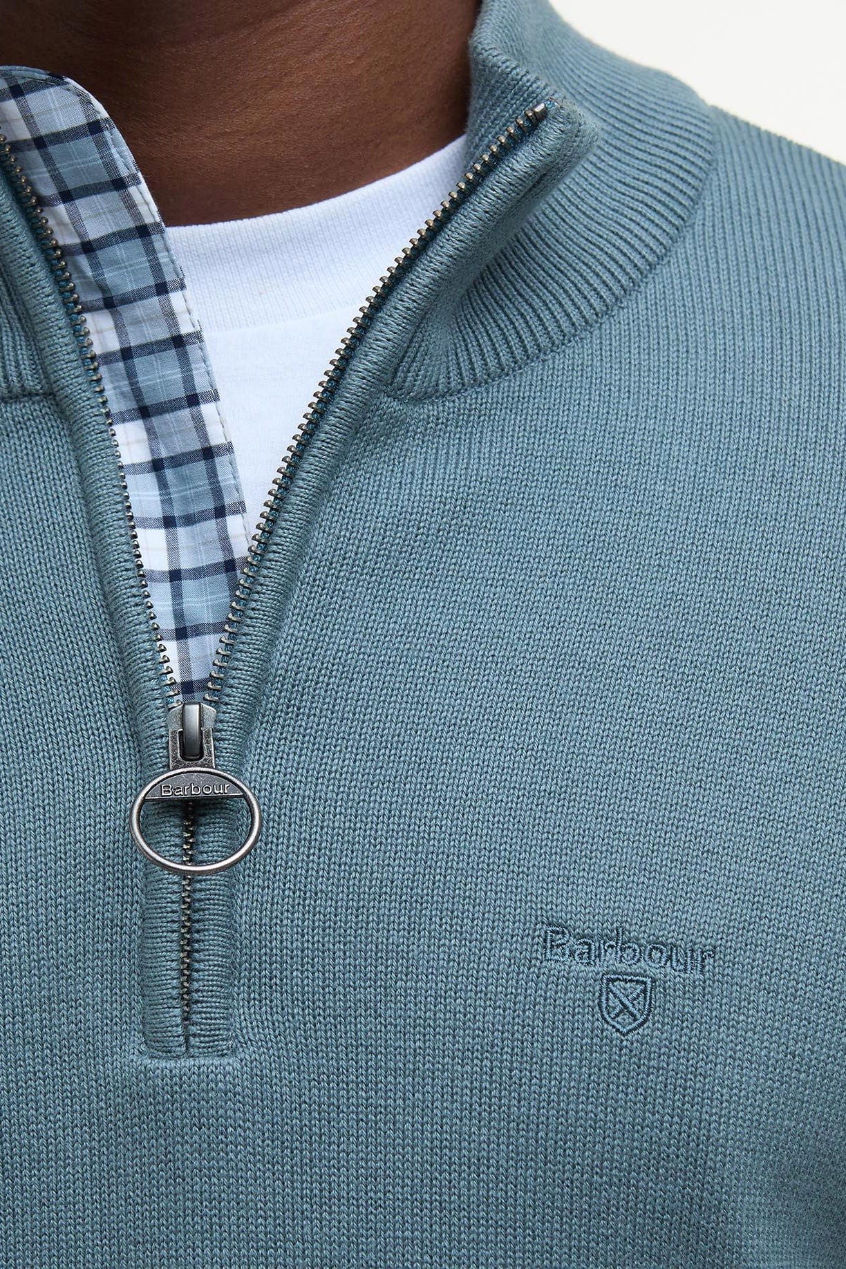 Cotton Half Zip Knitted Jumper - Vintage Teal - Image 6