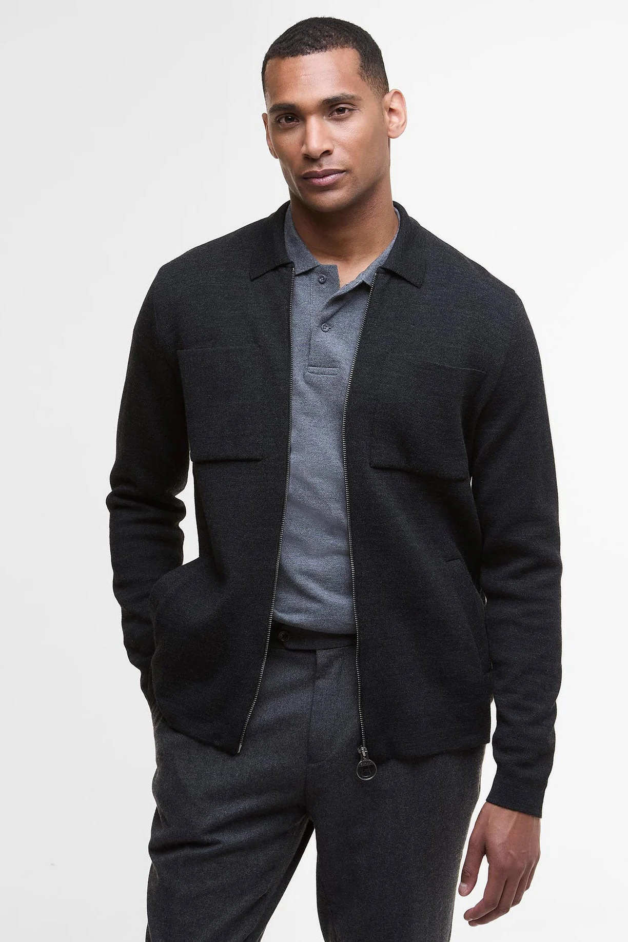 Croscombe Zip-Up Cardigan - Charcoal Marl - Image 2