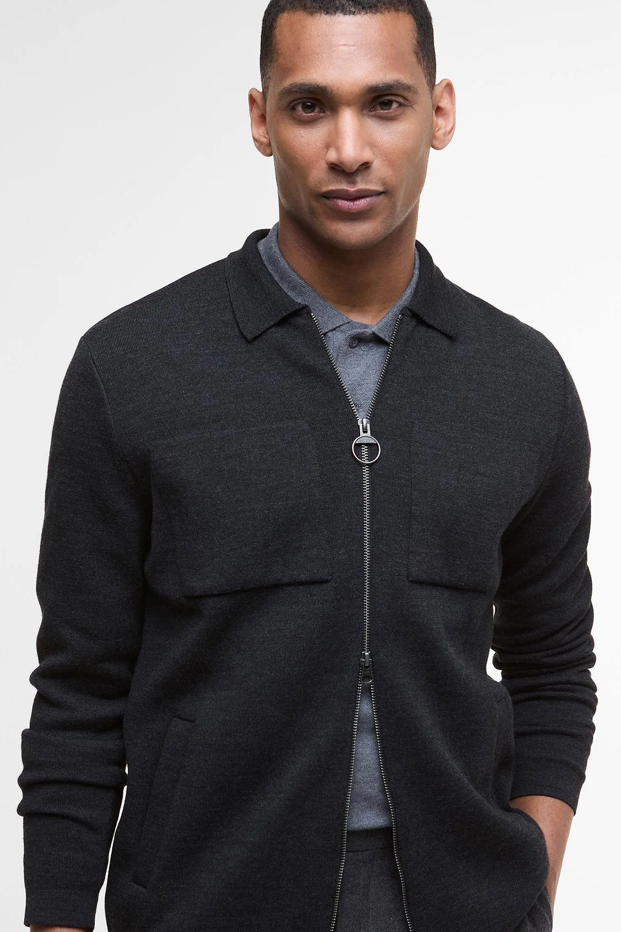 Croscombe Zip-Up Cardigan - Charcoal Marl - Image 4