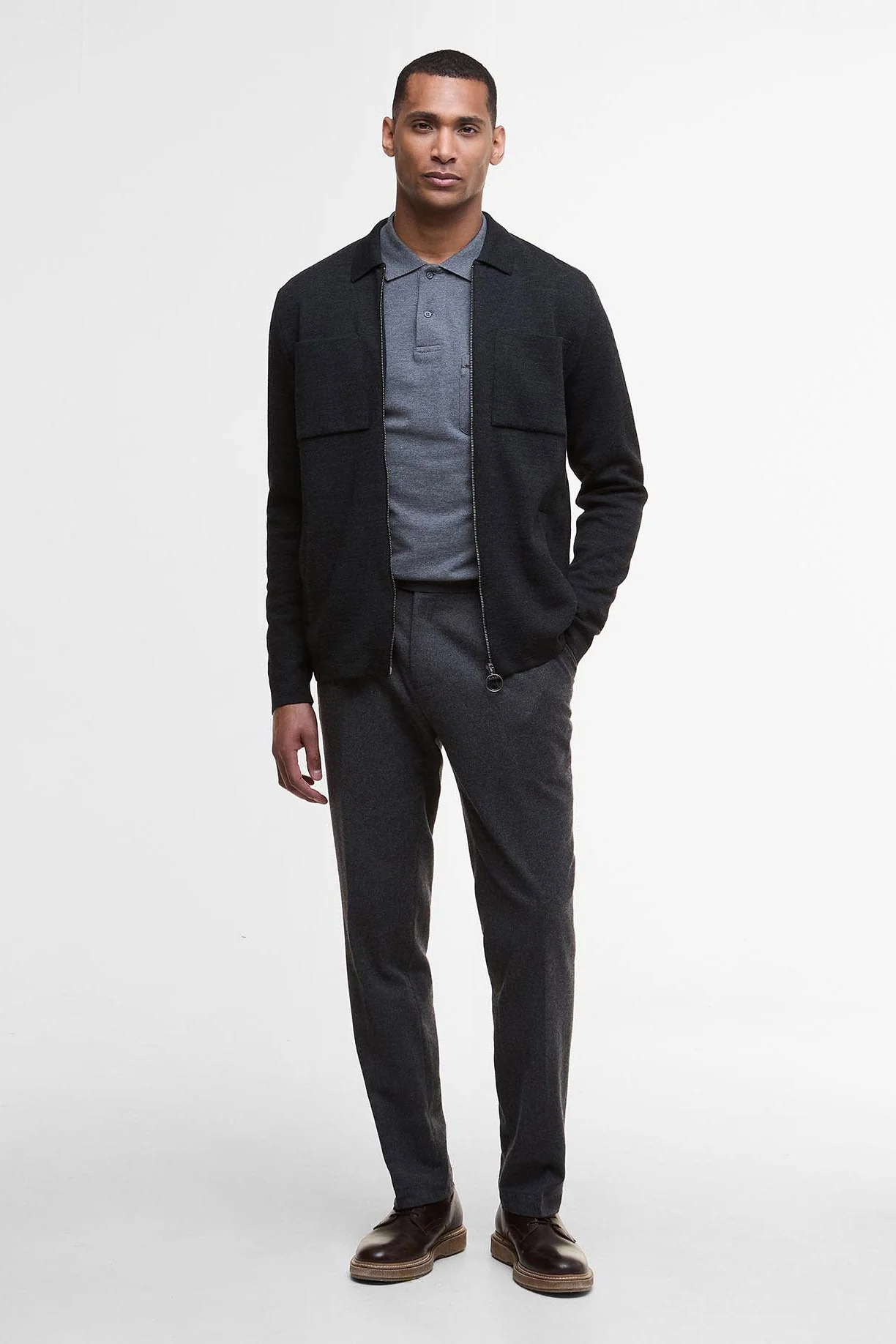Croscombe Zip-Up Cardigan - Charcoal Marl - Image 5